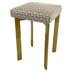 Vintage Modern Pace Style Vanity Stool with Brass Legs