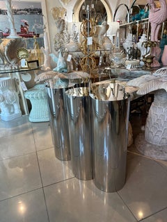 Coppia di basi per tavoli da pranzo o scrivanie in cromo di Curtis Jere, moderne e d'epoca