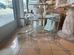Vintage Modern Pair of Lucite & Chrome End Side Drink Tables Polished