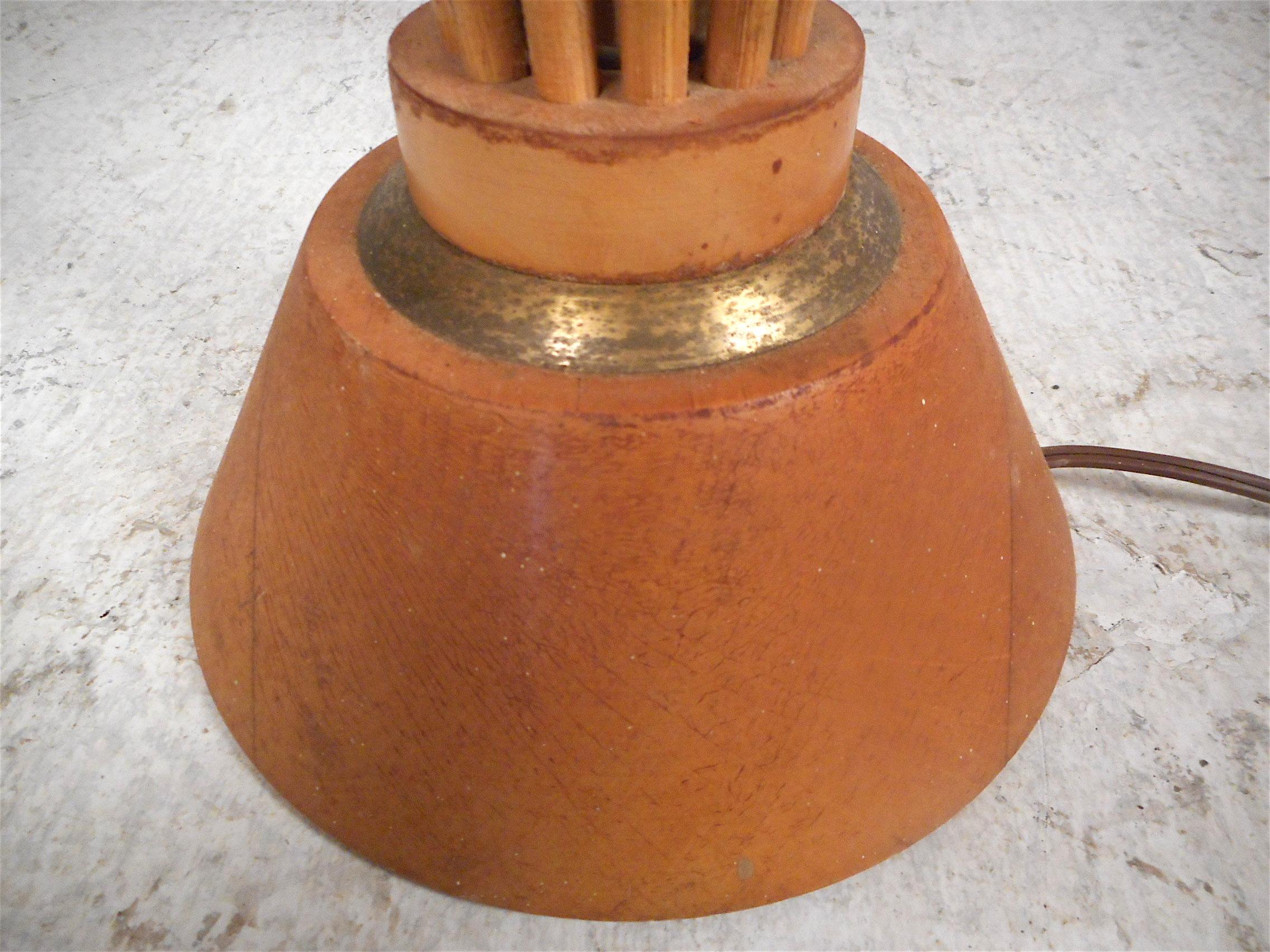 Vintage Modern Pair of Wood-Rod Lamps 1