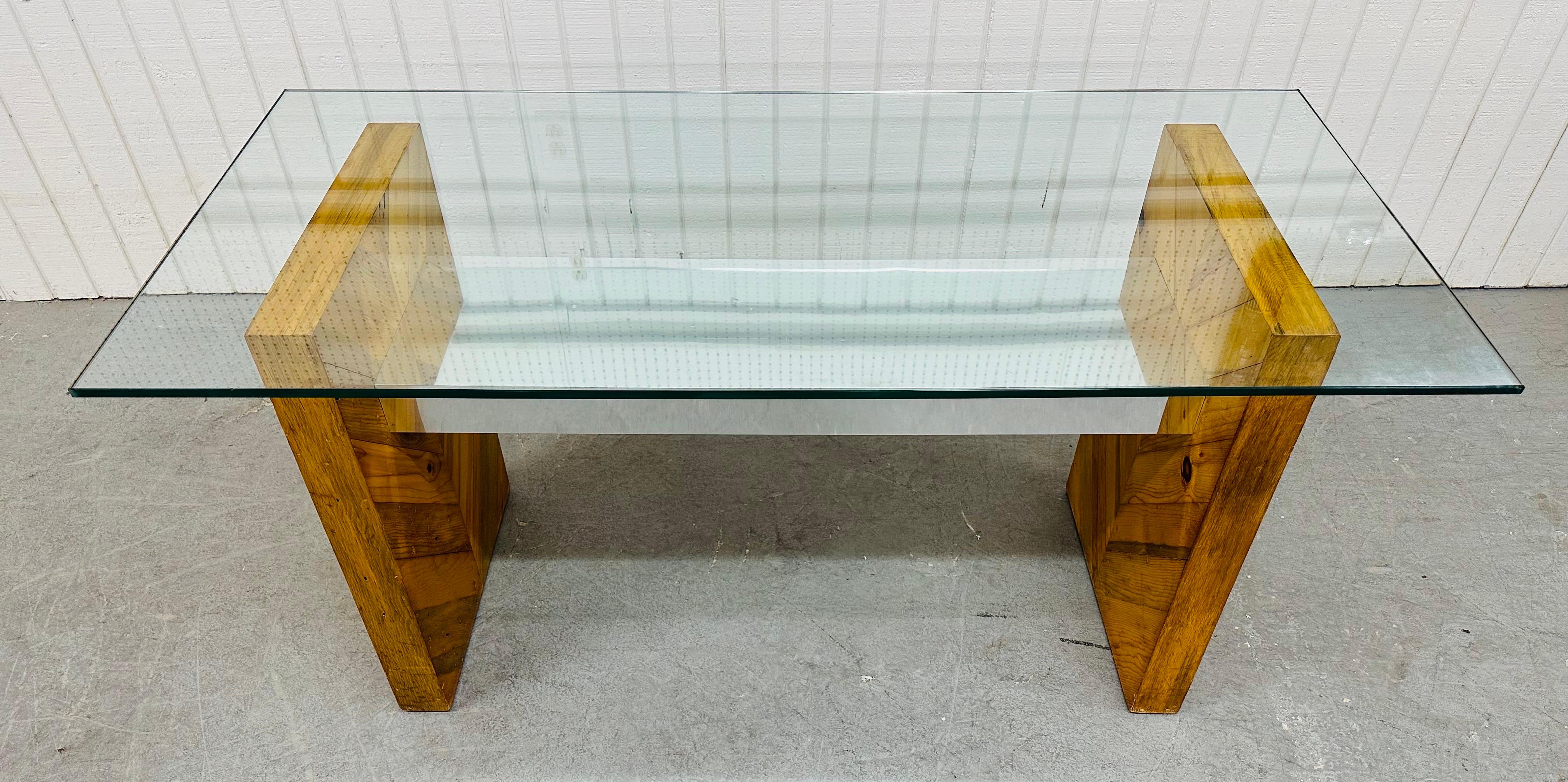 American Vintage Modern Paul Evans Style Glass Console Table For Sale