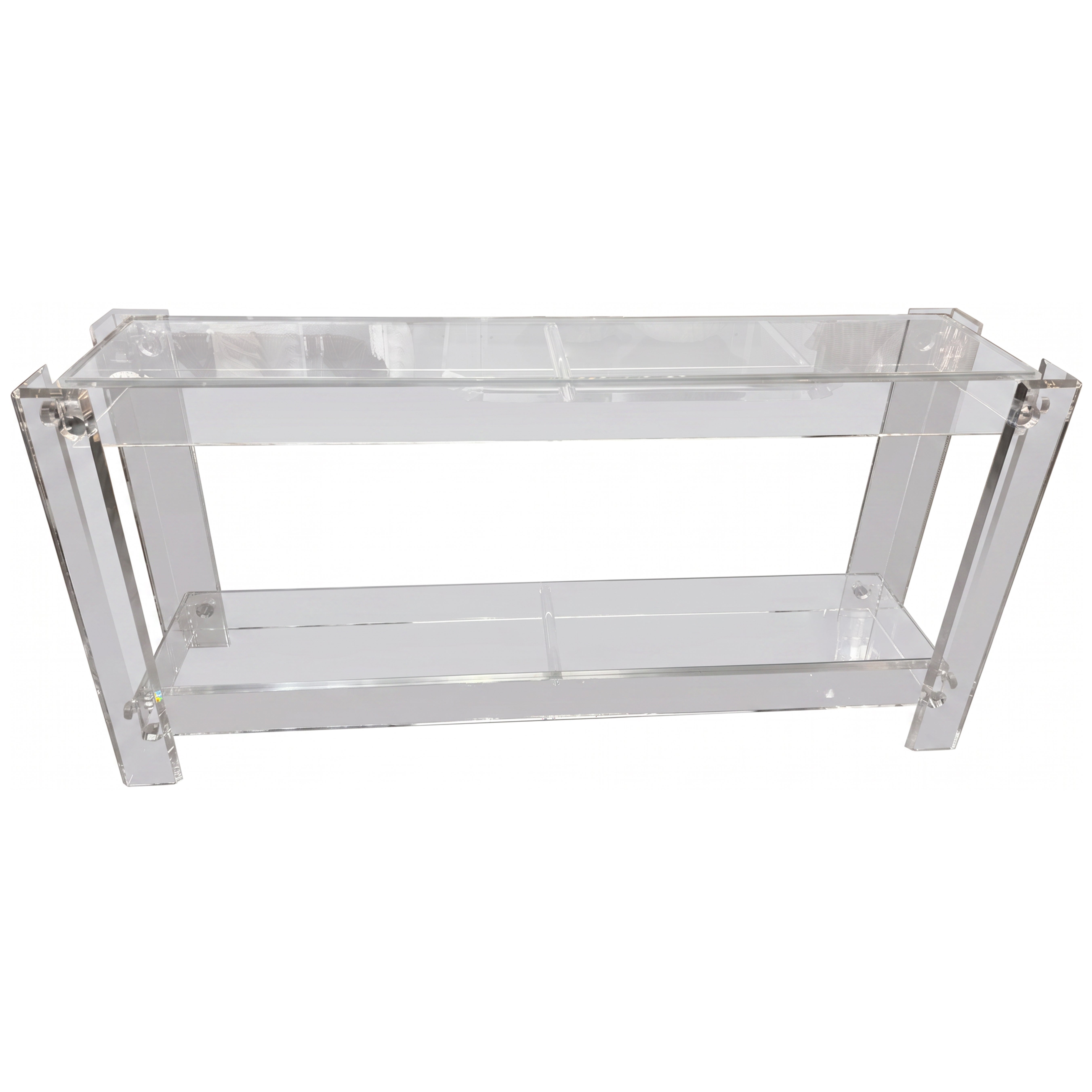 Tavolo consolle moderno vintage in lucite a due piani &New in vendita