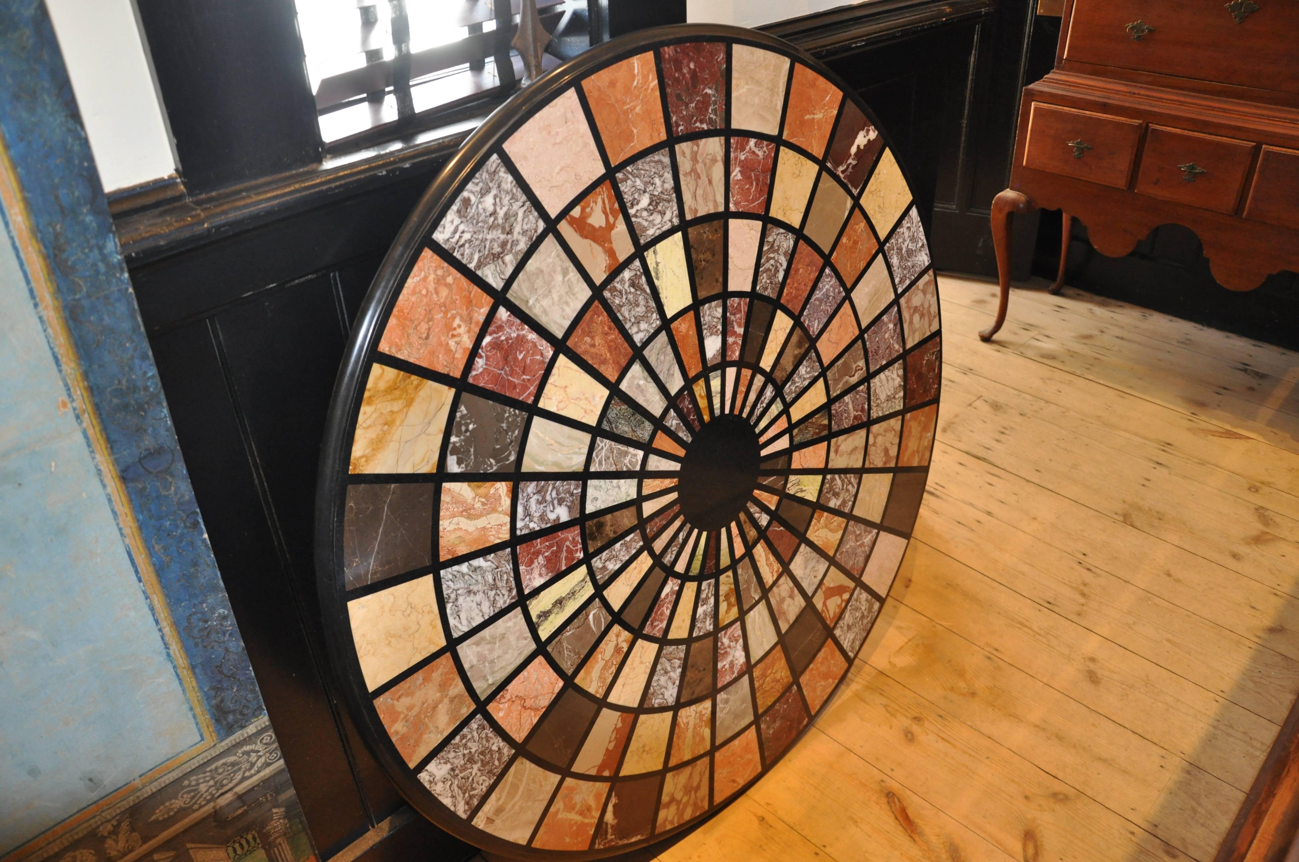 Vintage Modern Pietra Dura Specimen Marble Coffee Table with Iron Base In Excellent Condition In Essex, MA
