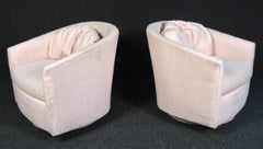 1970s Vintage Pink Barrel Back Lounge Chairs with Swivel Base