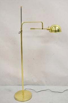 Vintage Modern Pivoting Polished Brass Adjustable Pharmacy Task Floor Lamp