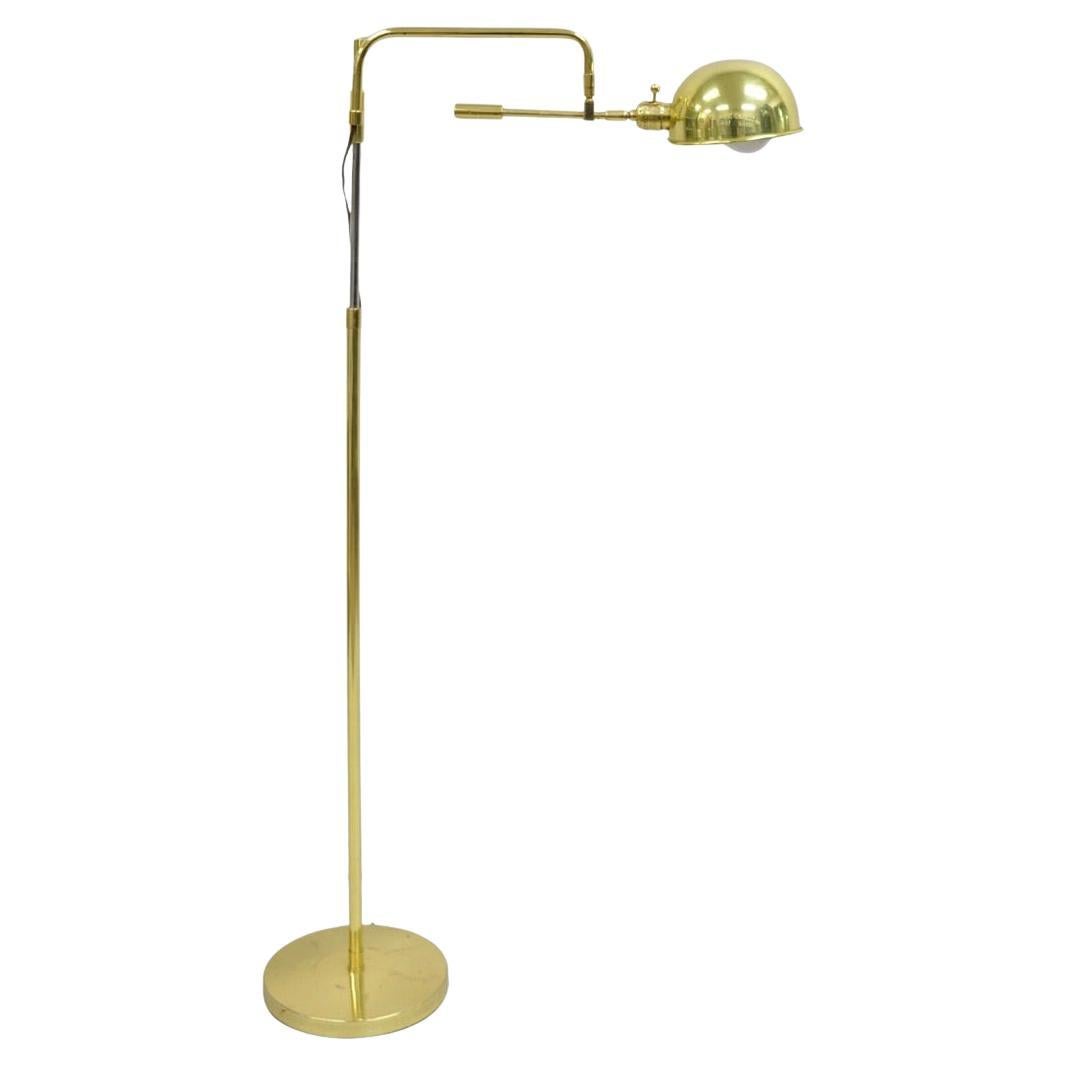 Vintage Modern Pivoting Polished Brass Adjustable Pharmacy Task Floor Lamp