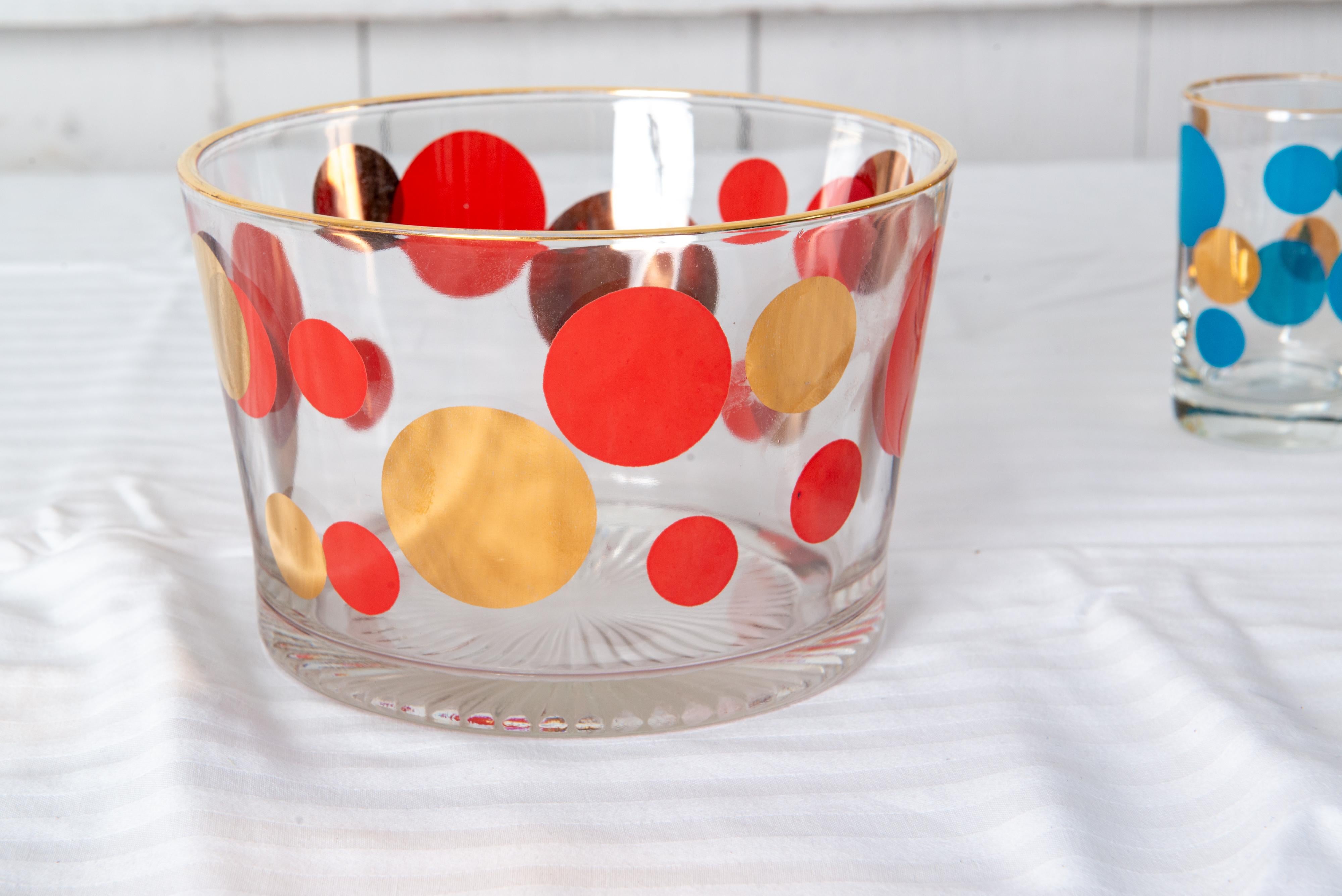 Vintage Modern Polka Dot Bar Glas Set im Angebot 4