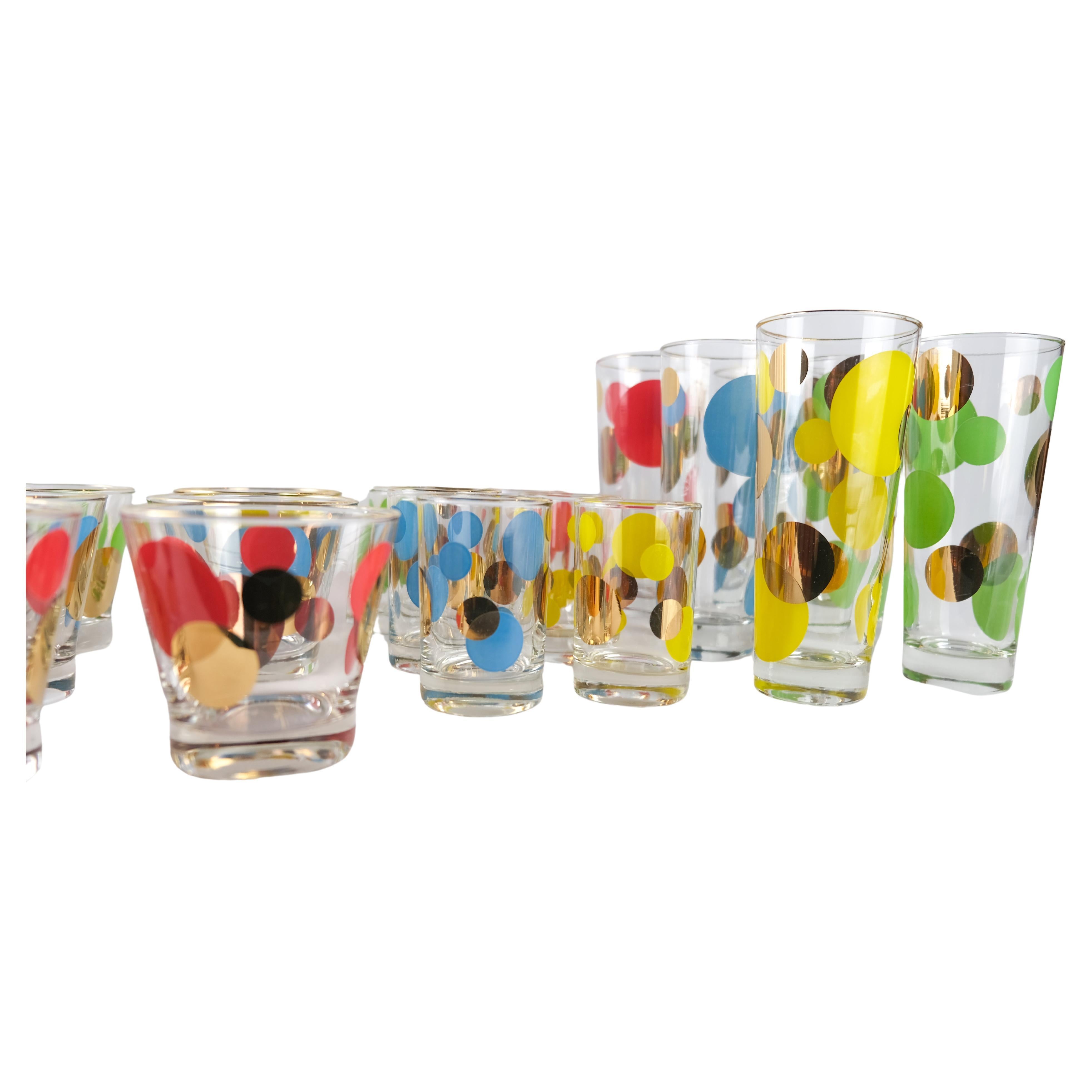 Vintage Modern Polka Dot Bar Glas Set im Angebot 6