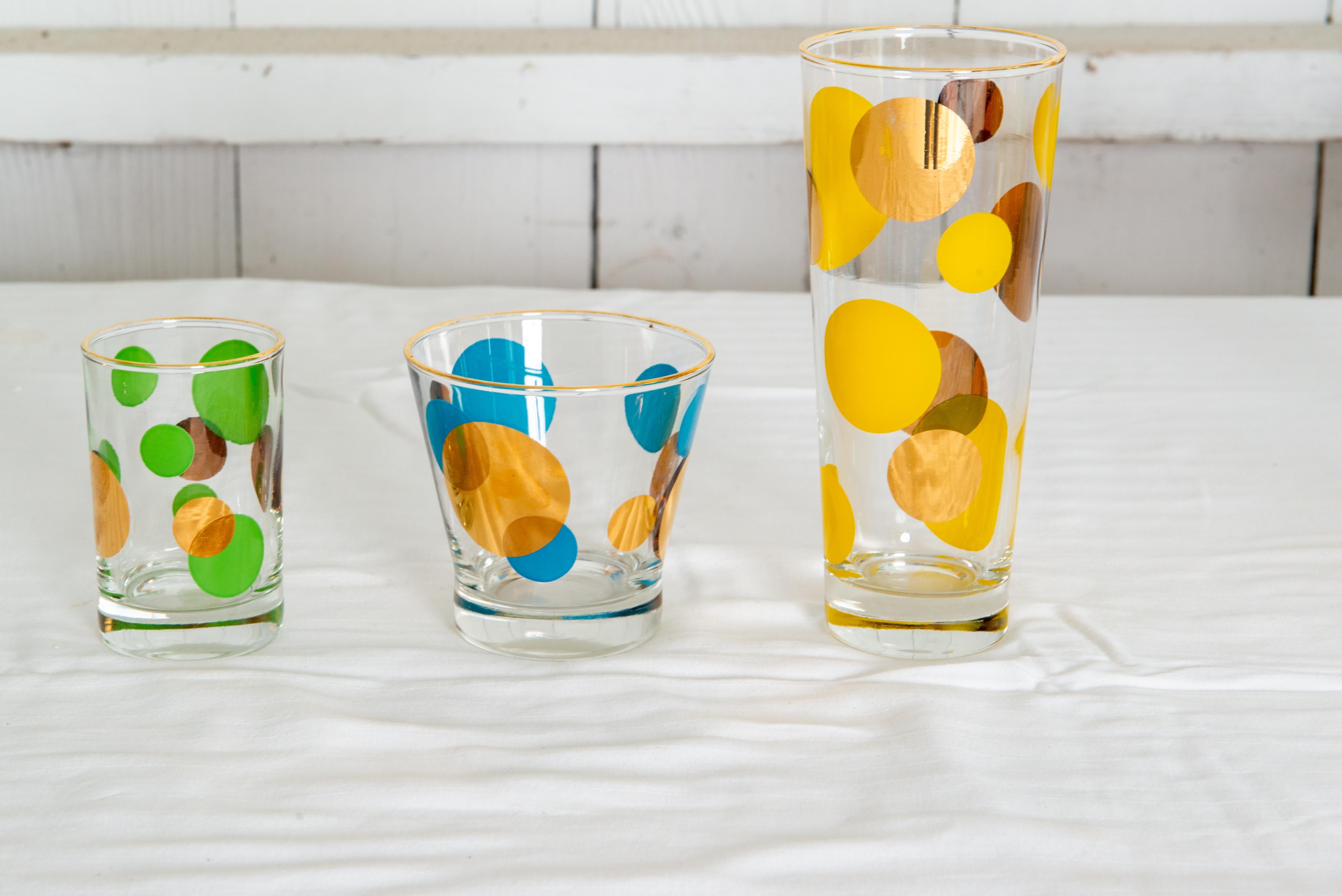 Vintage Modern Polka Dot Bar Glas Set im Angebot 8