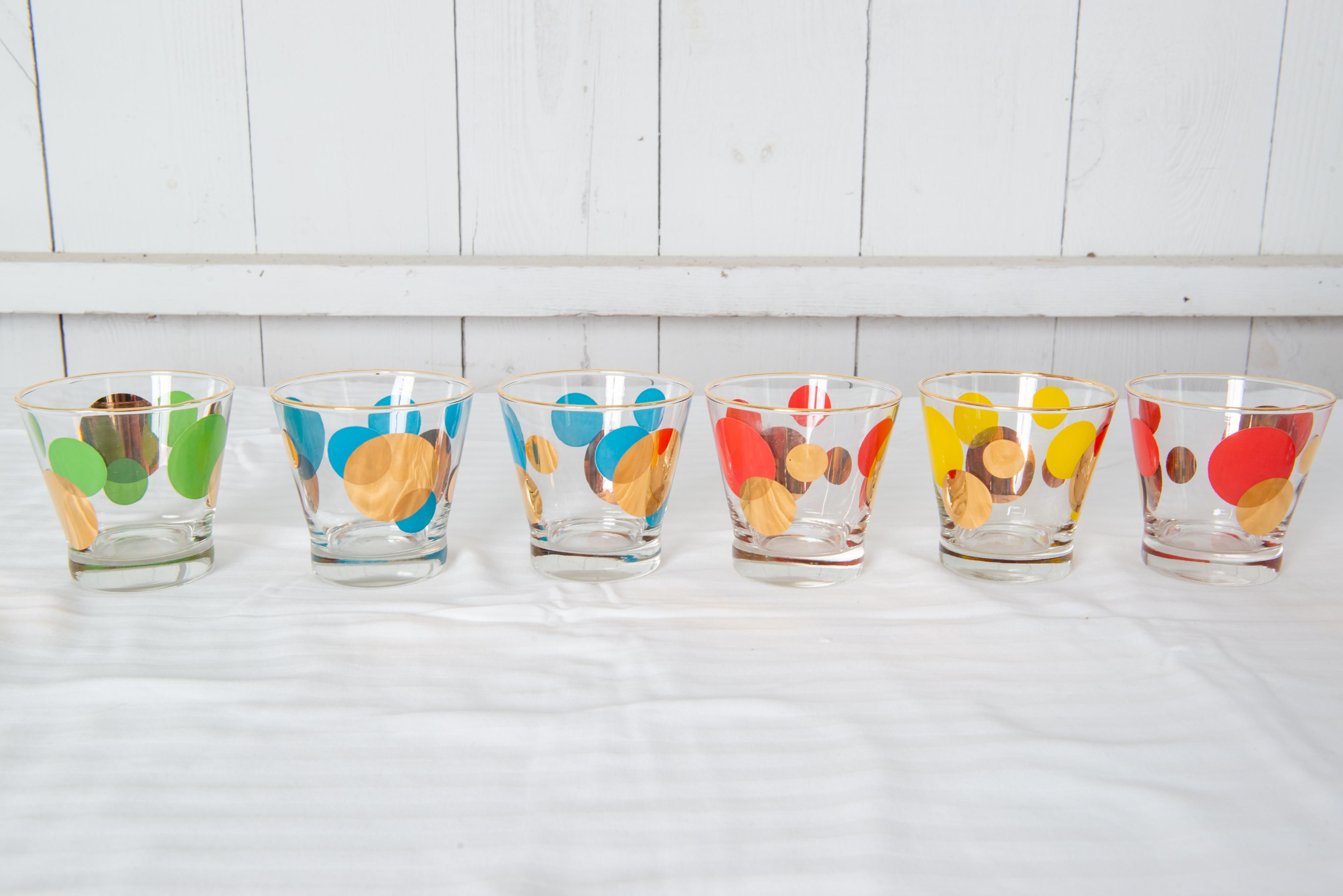 Vintage Modern Polka Dot Bar Glas Set (Moderne der Mitte des Jahrhunderts) im Angebot