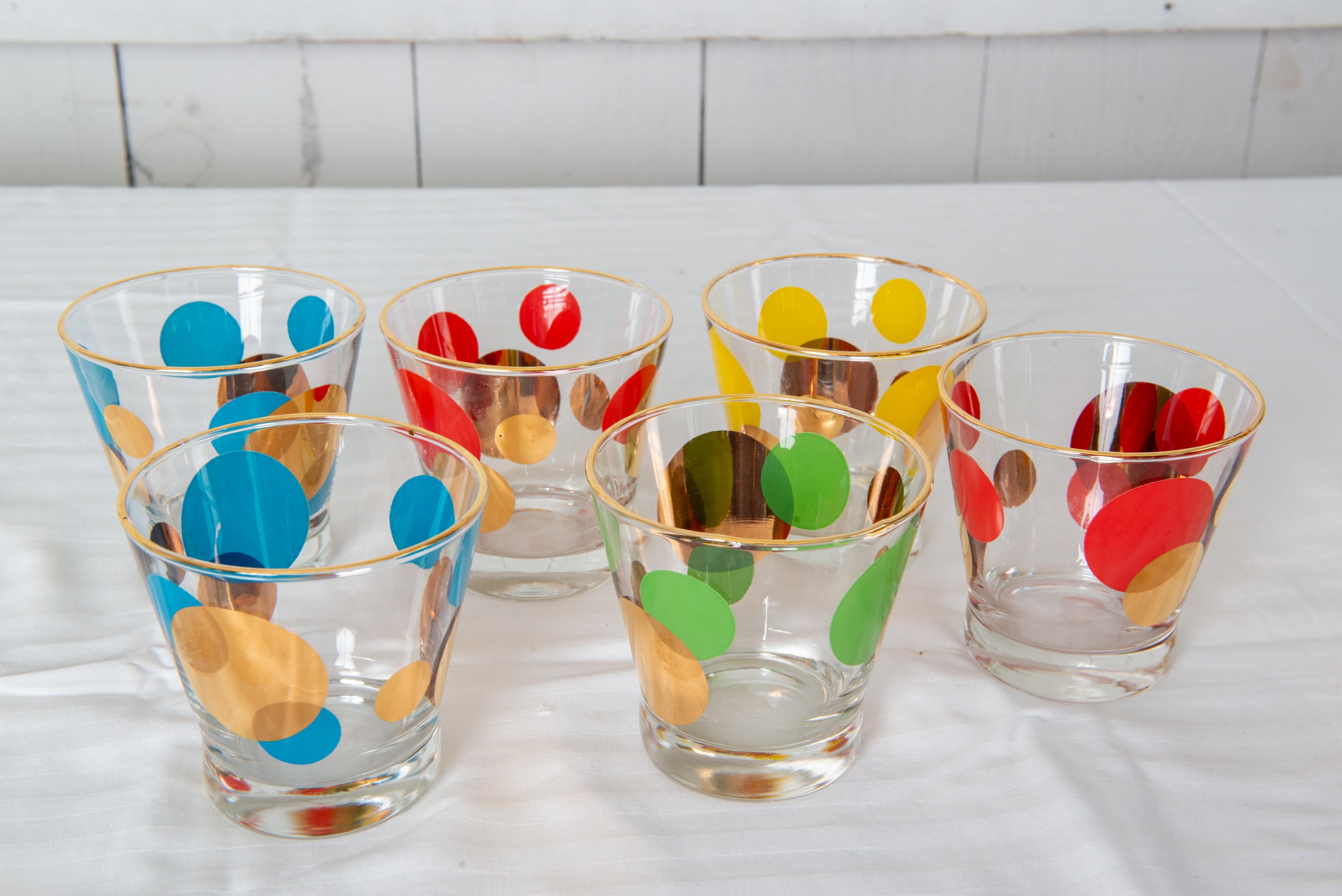 Vintage Modern Polka Dot Bar Glas Set (amerikanisch) im Angebot