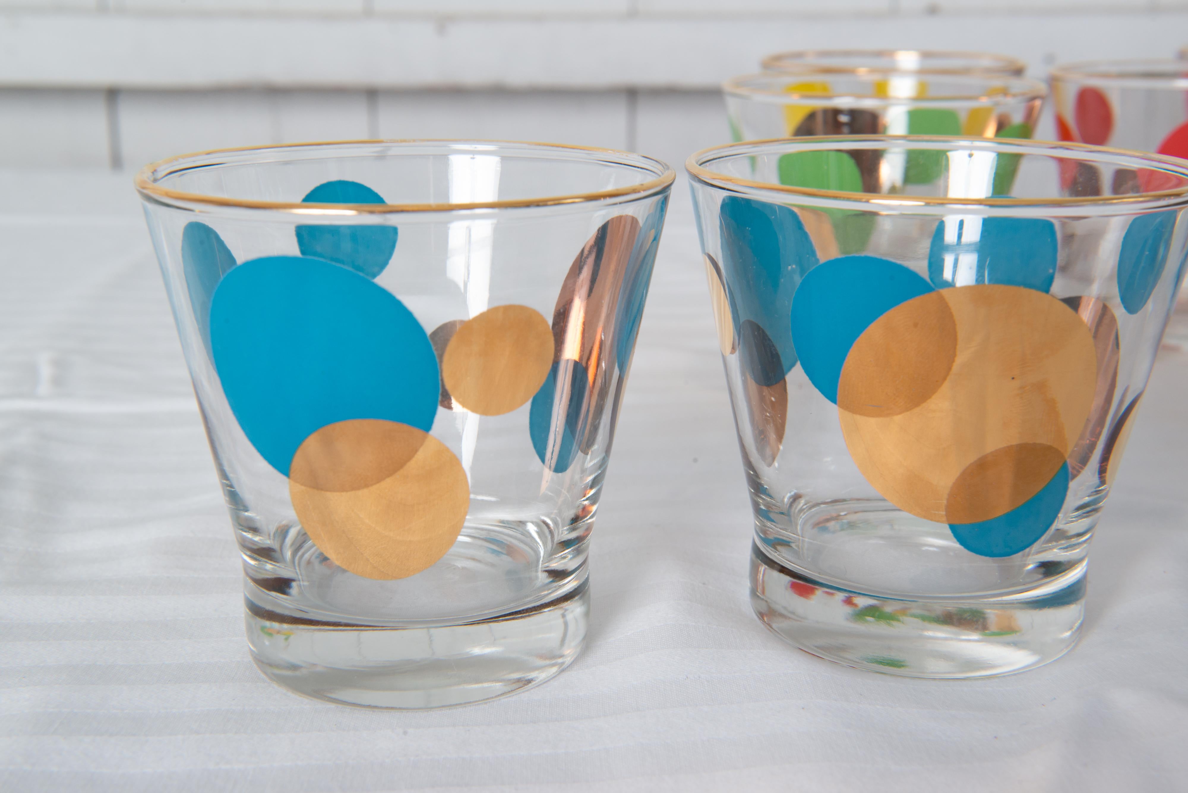 Vintage Modern Polka Dot Bar Glas Set im Zustand „Gut“ im Angebot in Stamford, CT