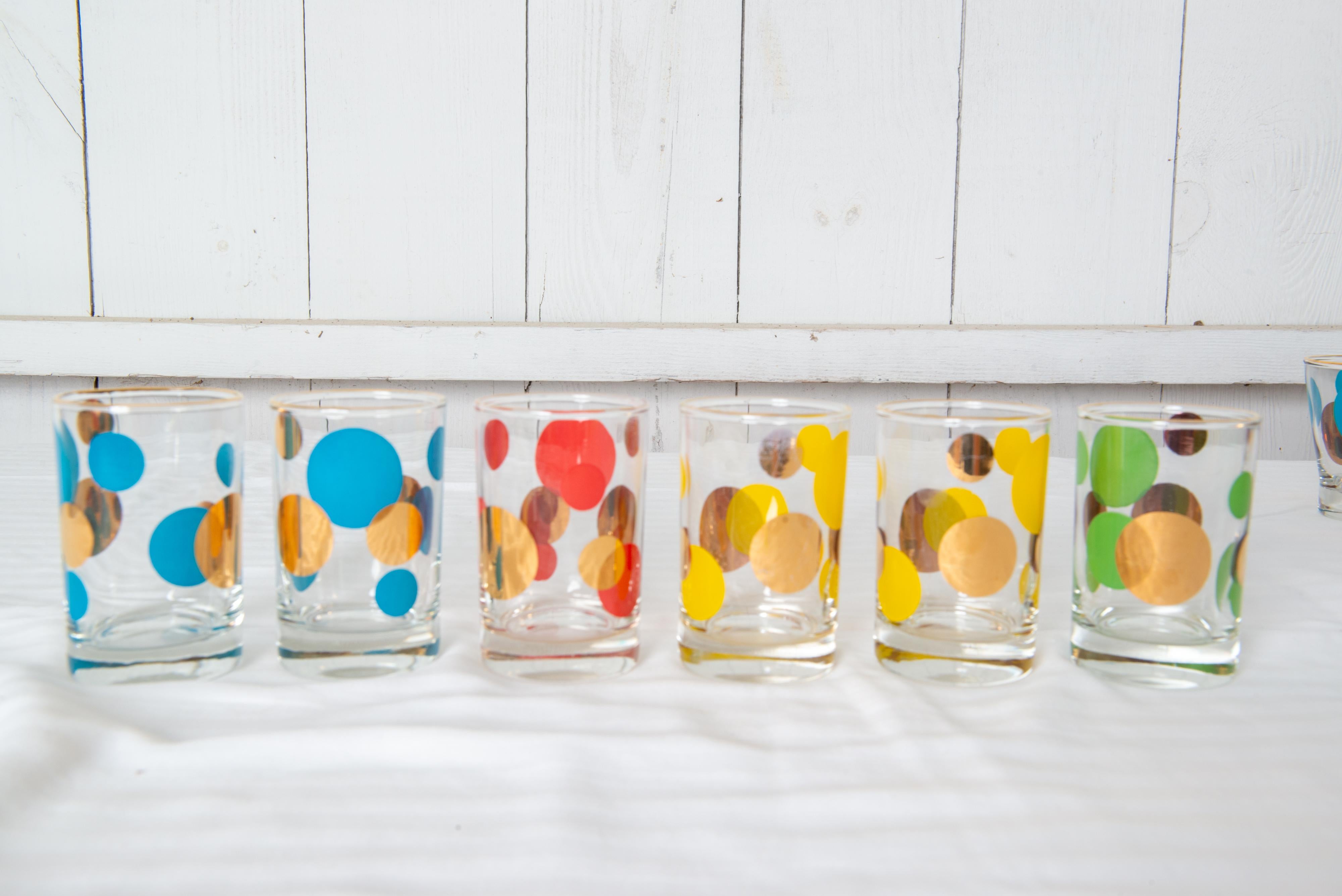 Vintage Modern Polka Dot Bar Glas Set (20. Jahrhundert) im Angebot