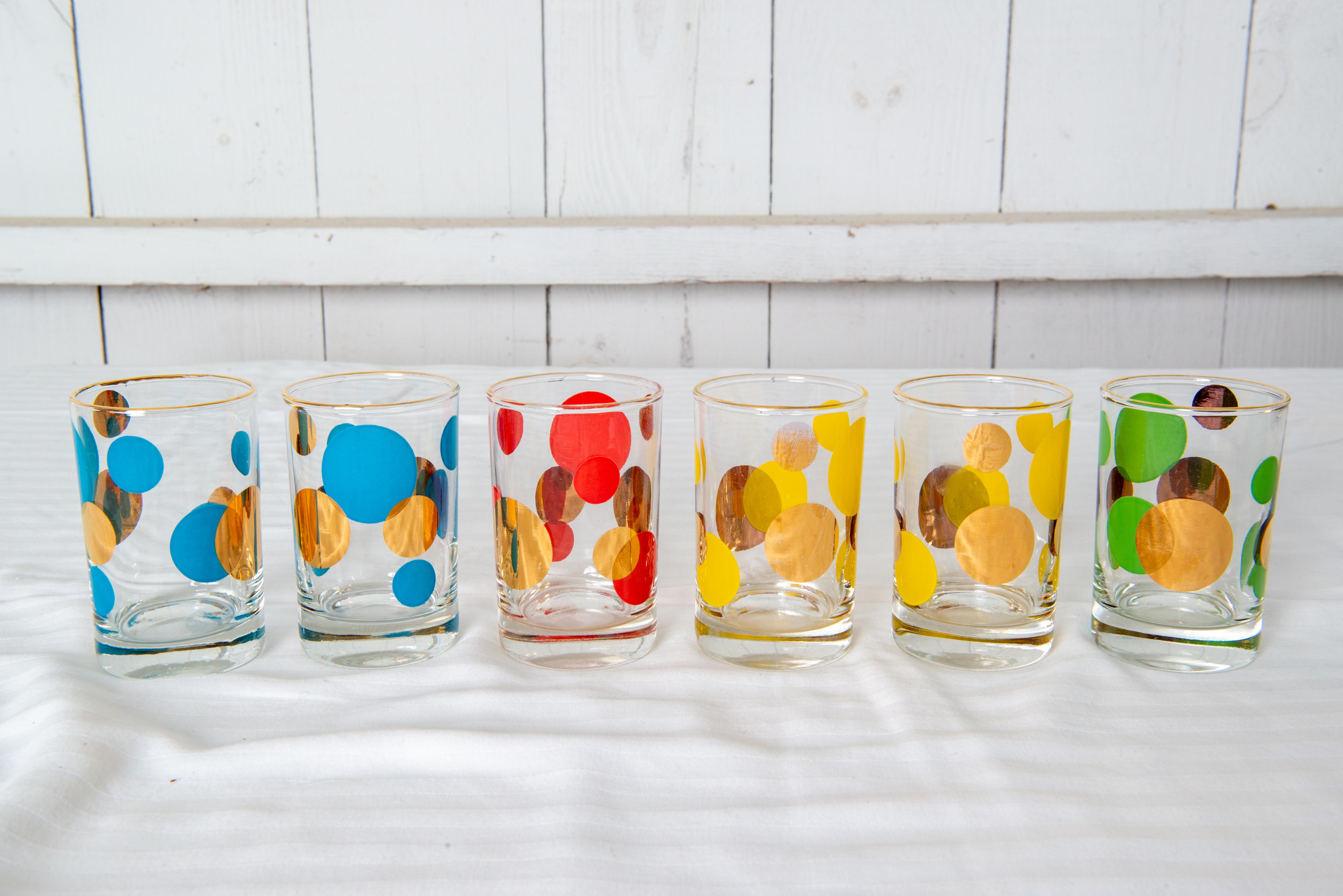 Vintage Modern Polka Dot Bar Glas Set im Angebot 1