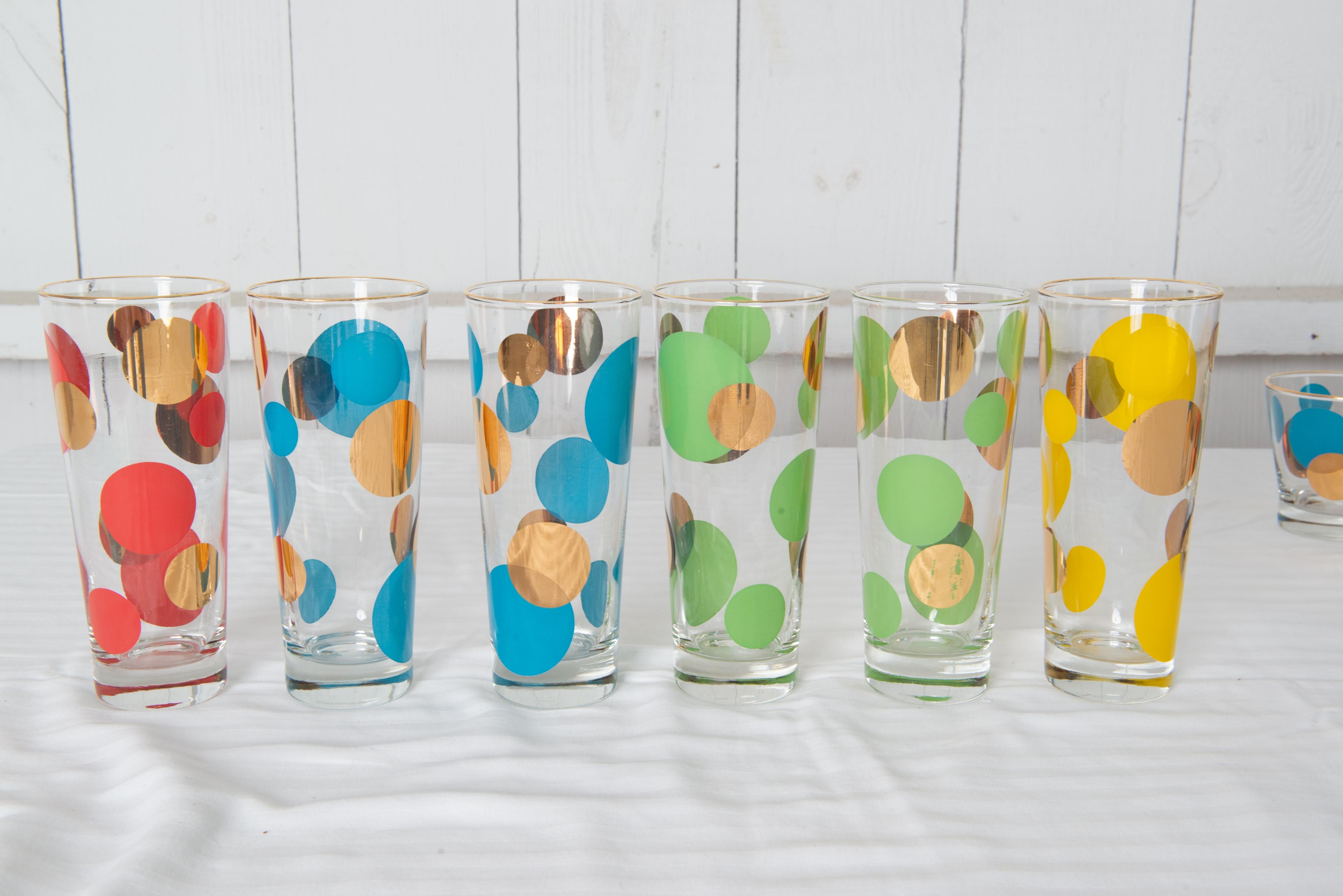 Vintage Modern Polka Dot Bar Glas Set im Angebot 3