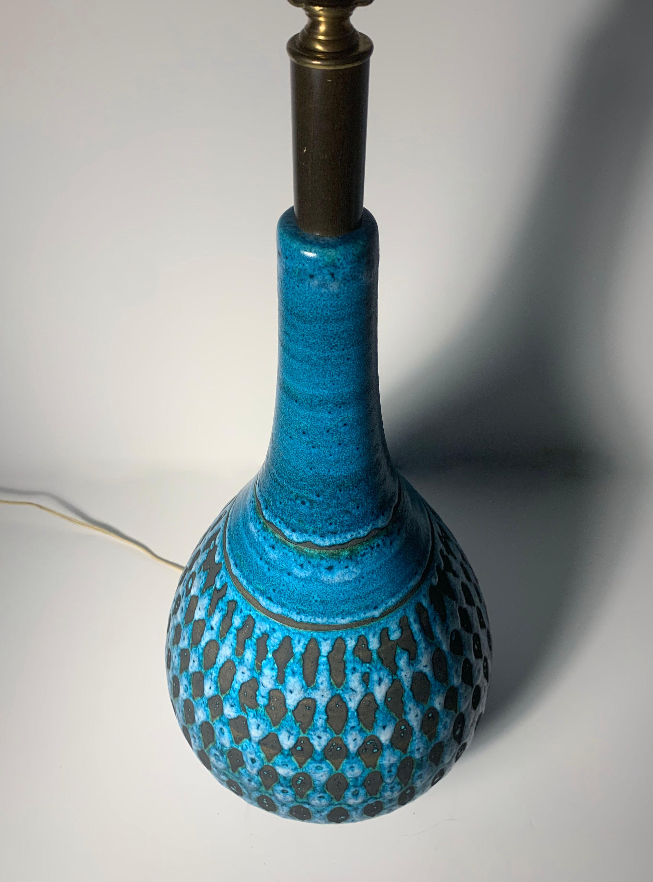 Mid-Century Modern Grande lampe en poterie moderne vintage à la manière d'Aldo Londi pour Bitossi  en vente