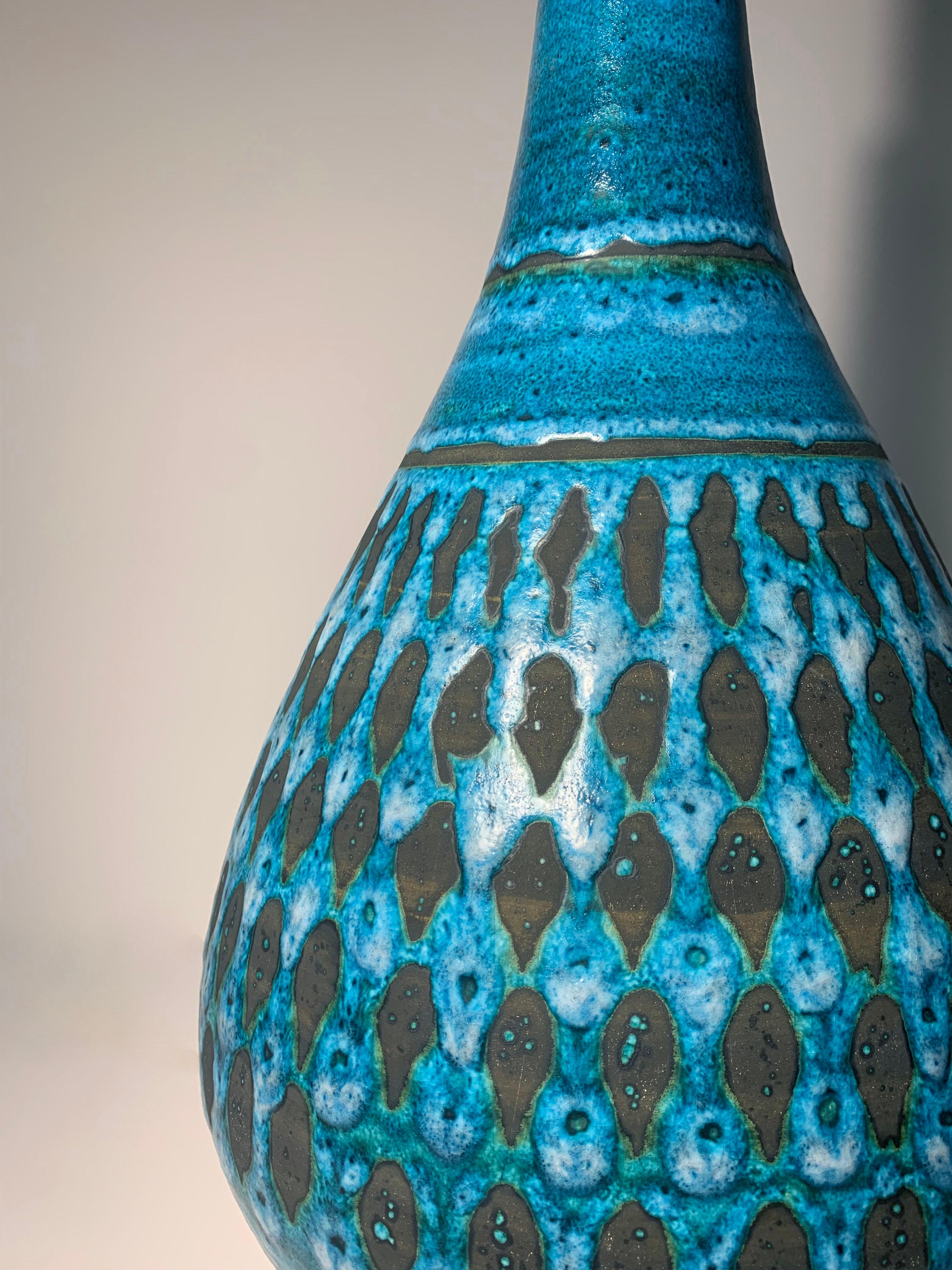 Grande lampe en poterie moderne vintage à la manière d'Aldo Londi pour Bitossi  Bon état - En vente à Chicago, IL