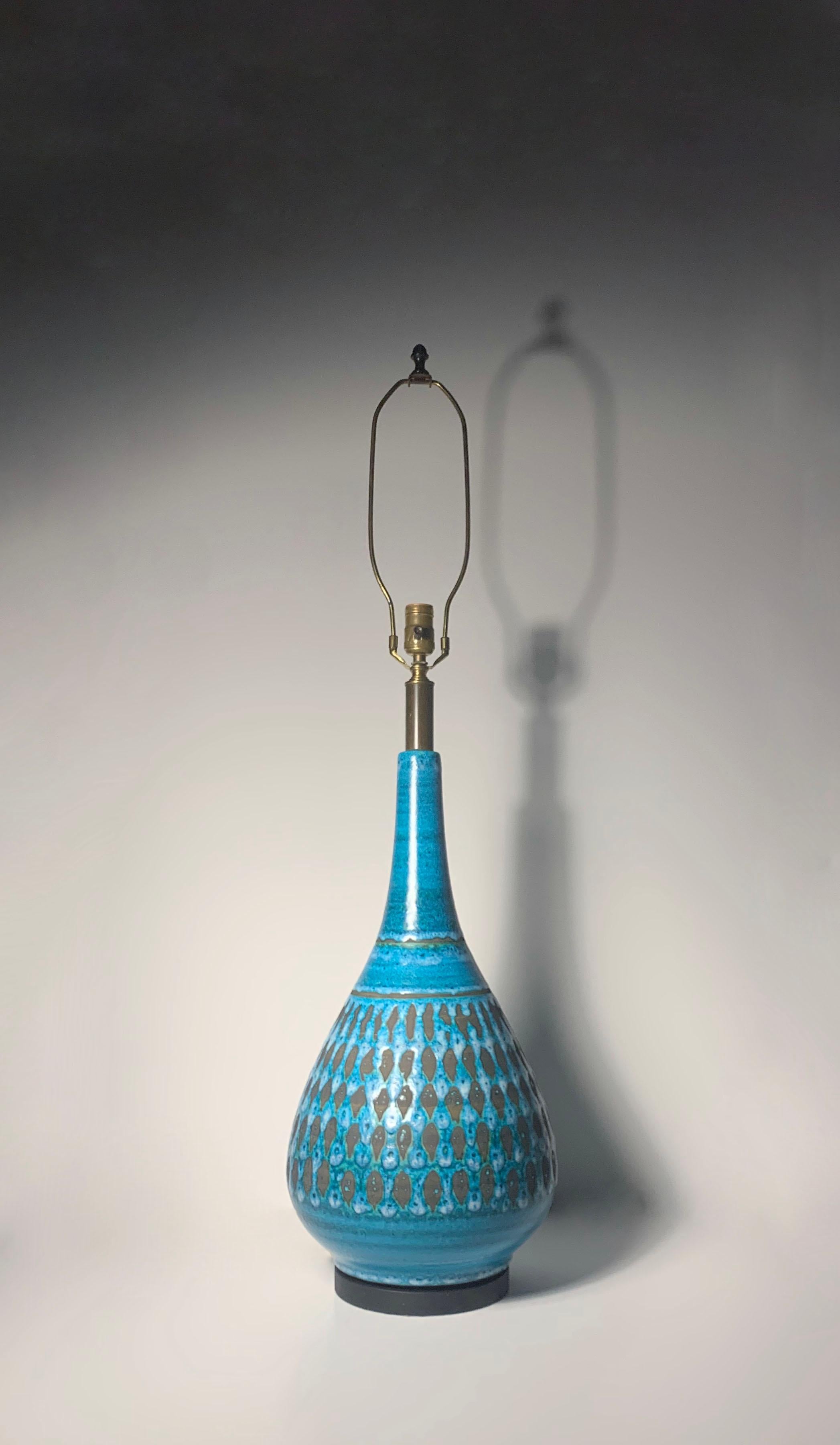 Céramique Grande lampe en poterie moderne vintage à la manière d'Aldo Londi pour Bitossi  en vente