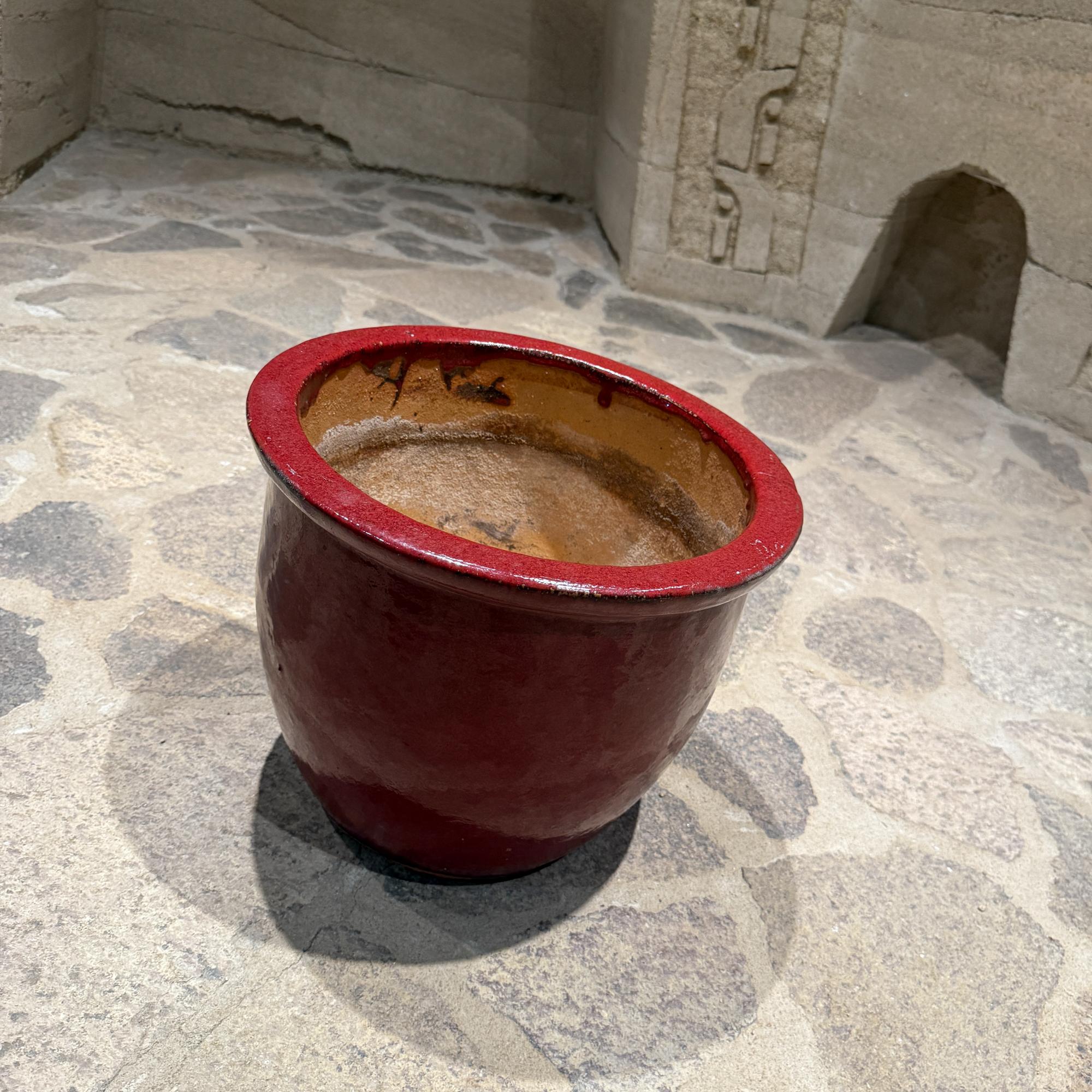 Late 20th Century Vintage Modern Pottery Planter Red Glaze For Sale