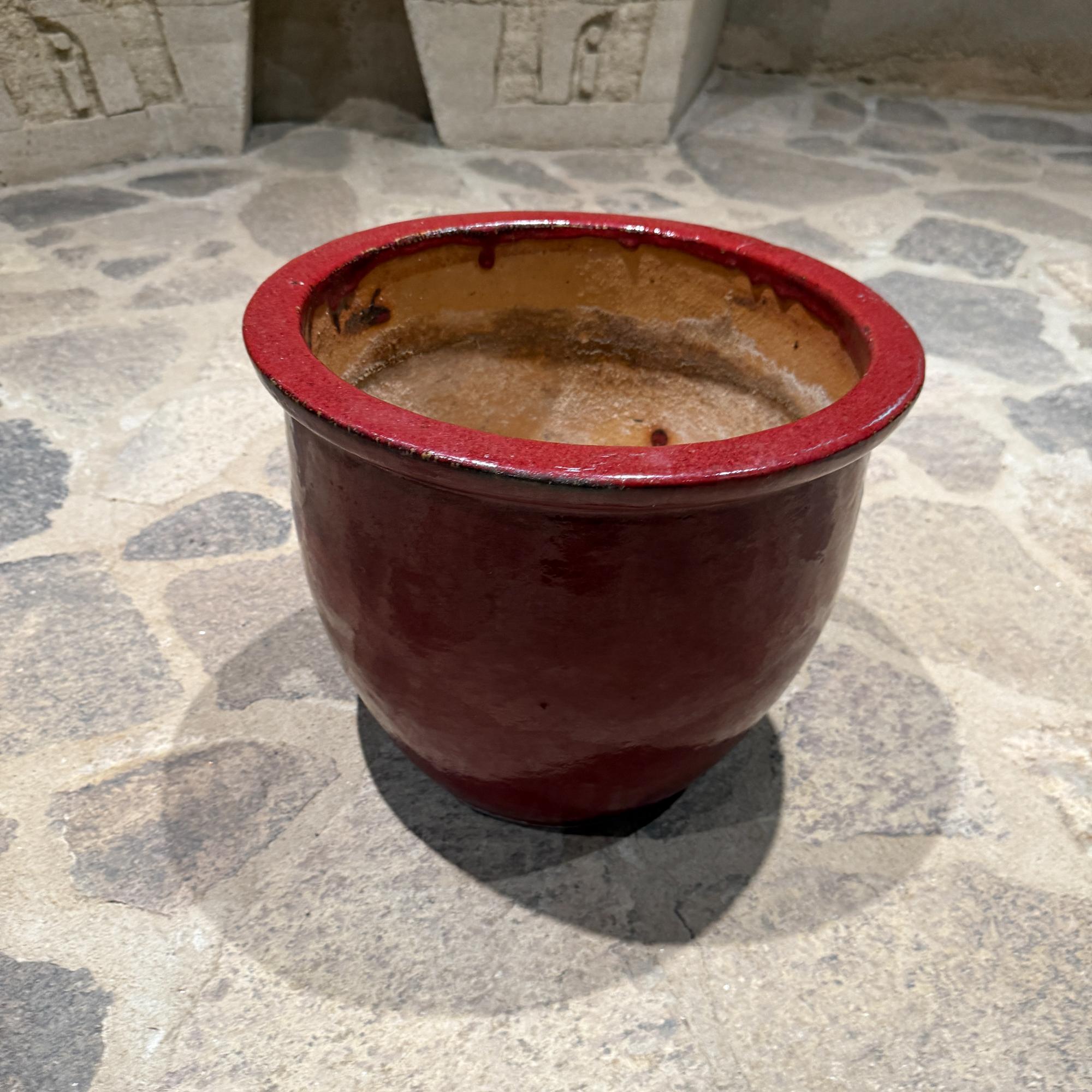 Vintage Modern Pottery Planter Red Glaze For Sale 1