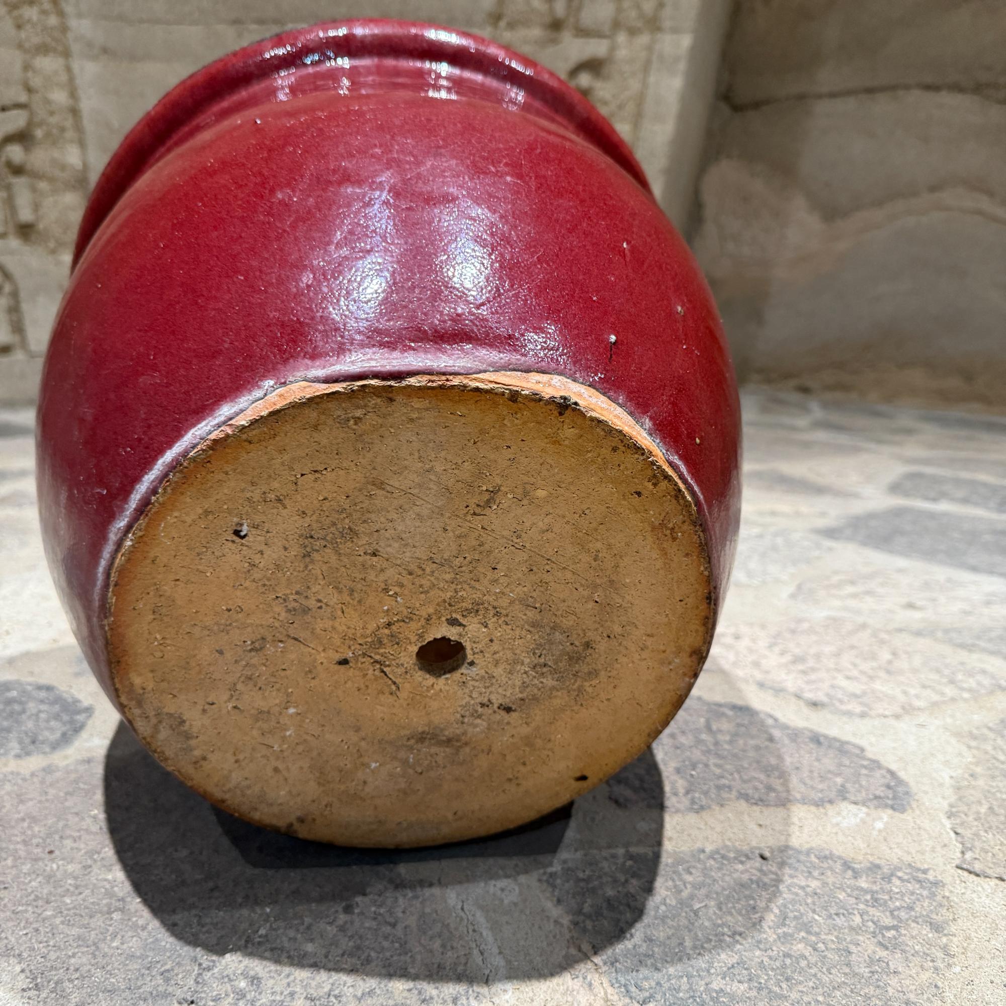 Vintage Modern Pottery Planter Red Glaze For Sale 4