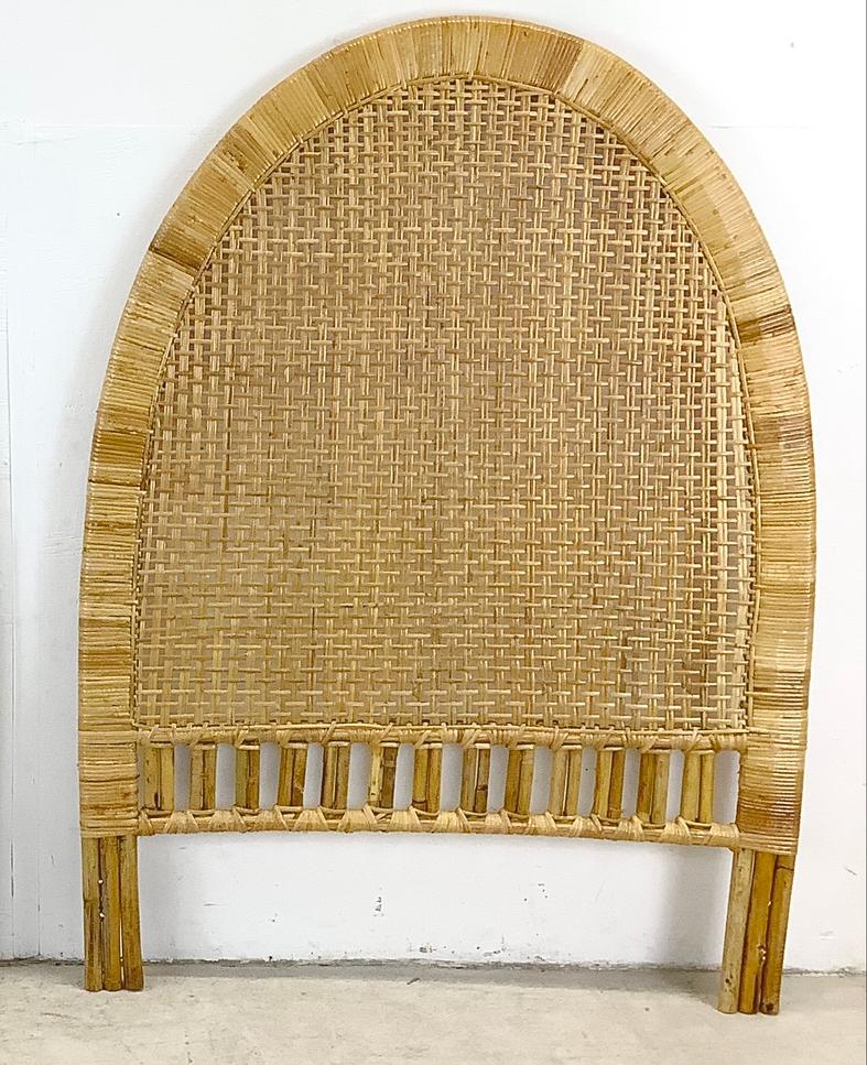 Transform your bedroom into a serene oasis with this Vintage Rattan Arch Headboard for a twin size bed, a charming piece that brings the warmth and elegance of vintage modern furniture right to your doorstep. Perfectly suited for those who