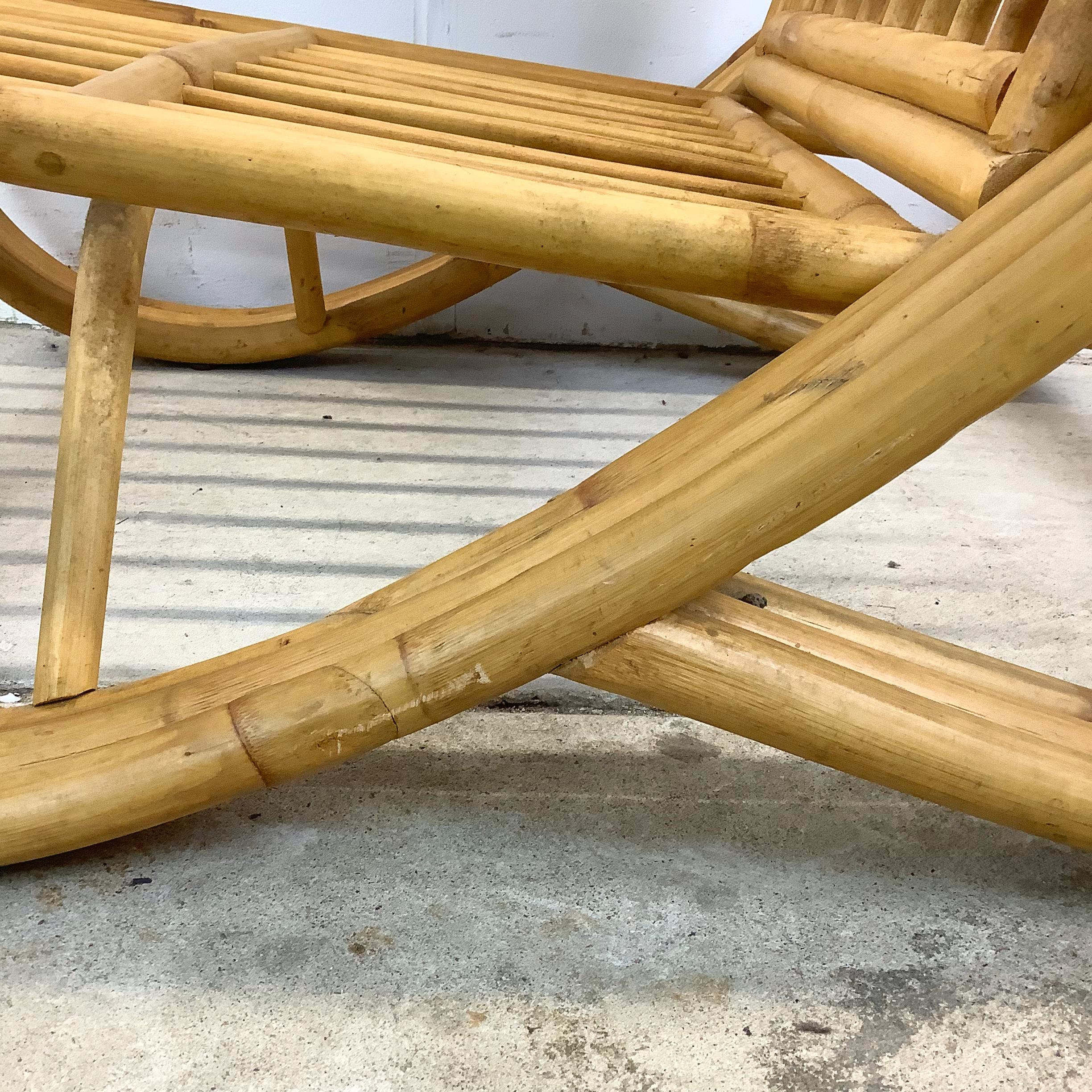 Vintage Modern Reclining  Bamboo Armchair For Sale 4