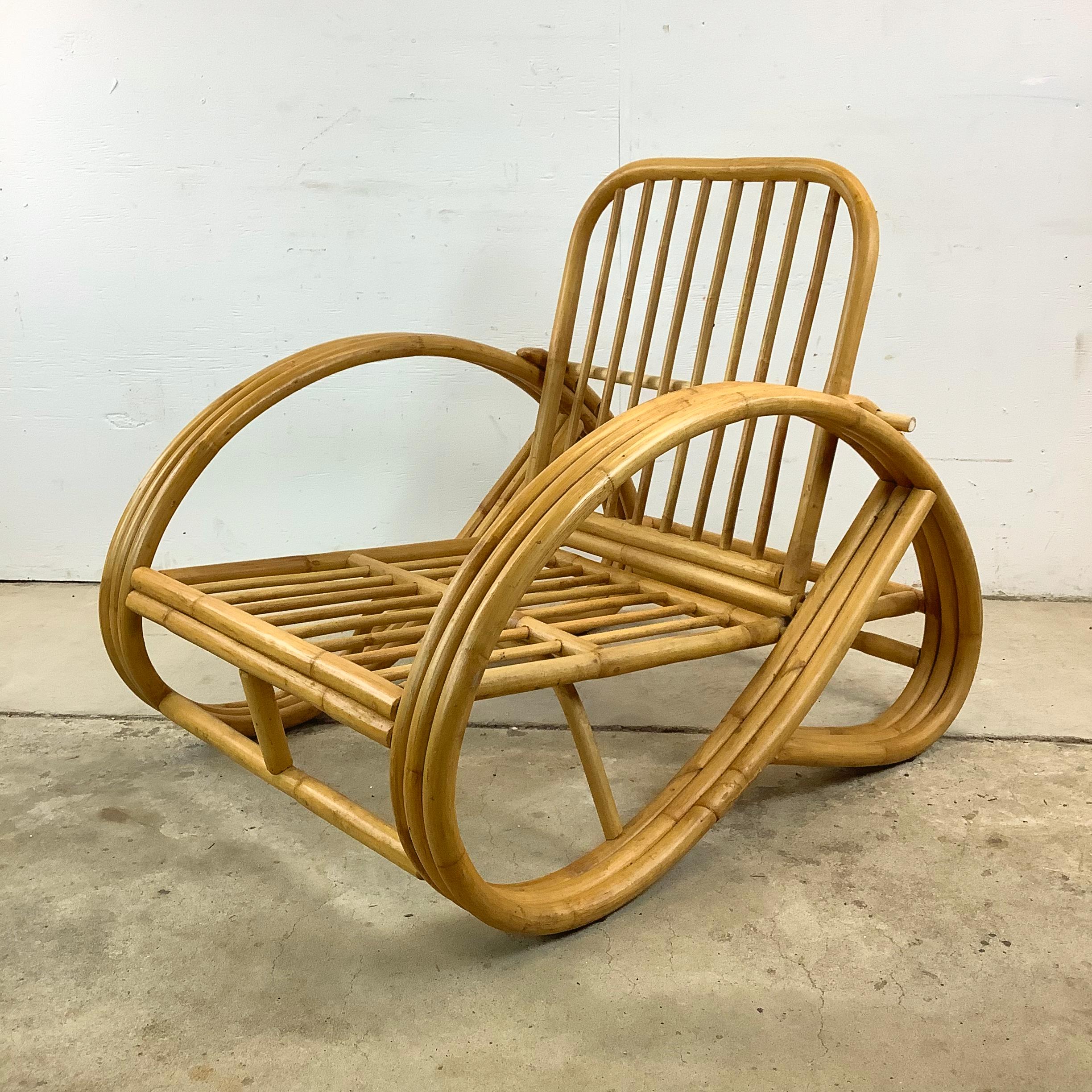 Vintage Modern Reclining  Bamboo Armchair For Sale 9