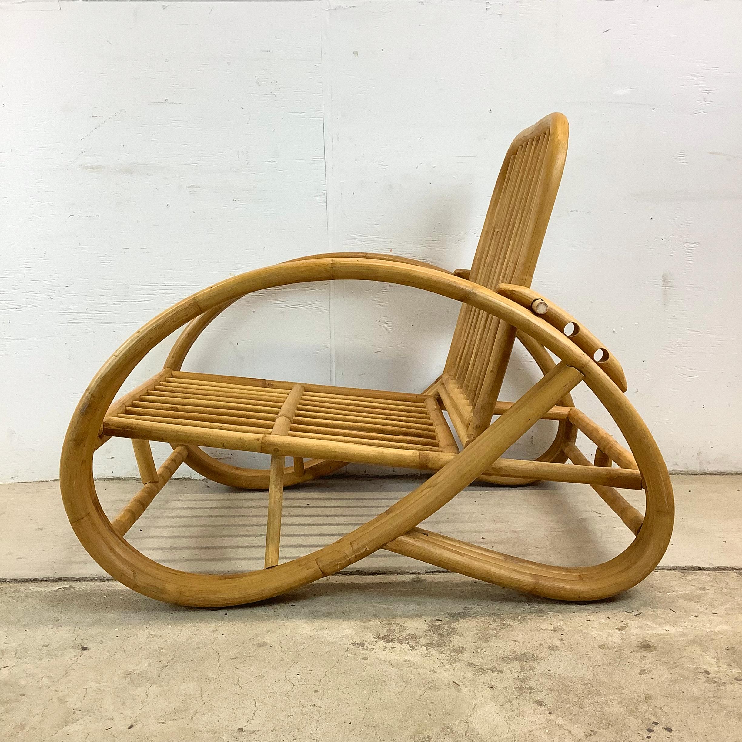 Unknown Vintage Modern Reclining  Bamboo Armchair