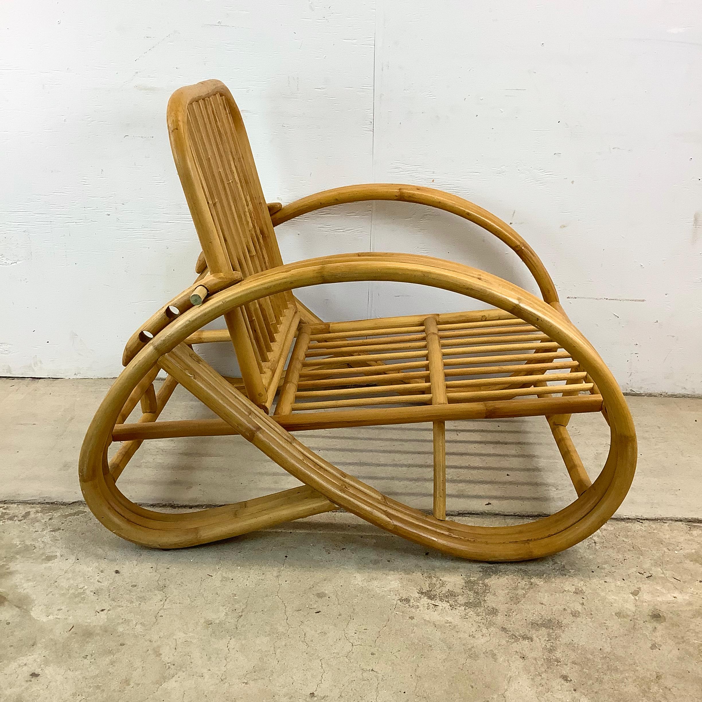 Vintage Modern Reclining  Bamboo Armchair In Good Condition For Sale In Trenton, NJ