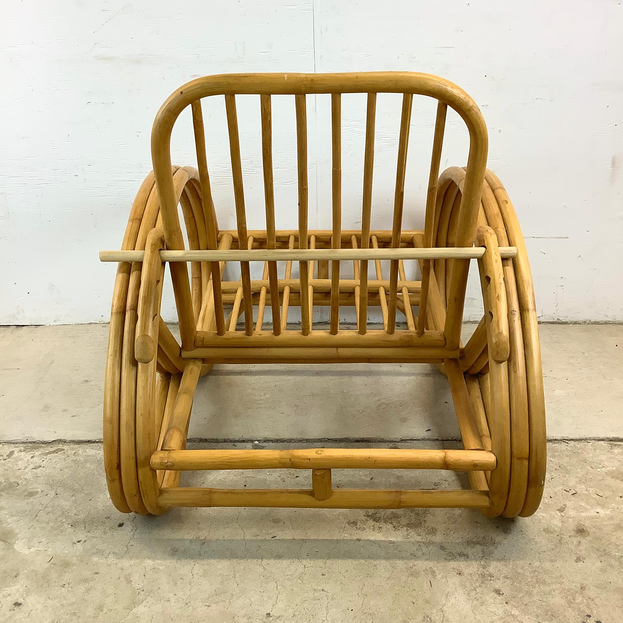20th Century Vintage Modern Reclining  Bamboo Armchair For Sale