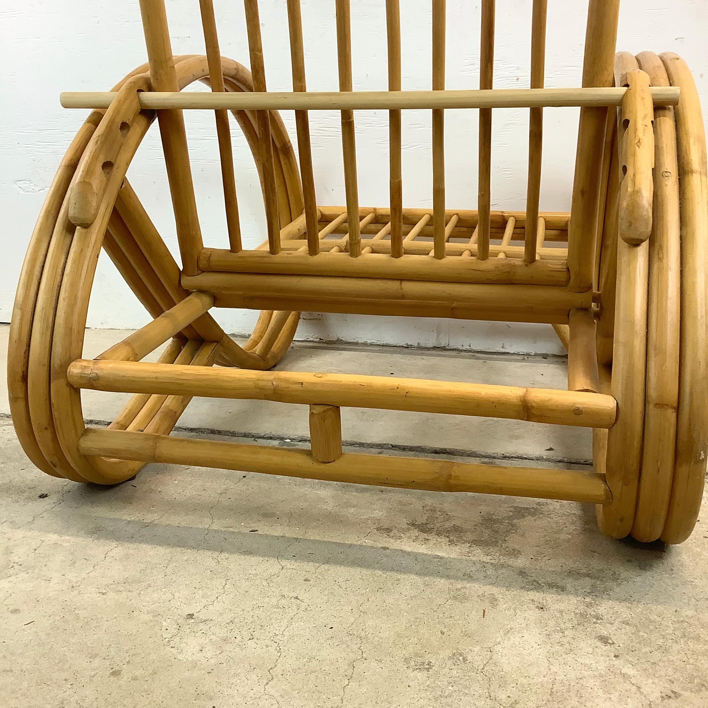 Vintage Modern Reclining  Bamboo Armchair For Sale 1