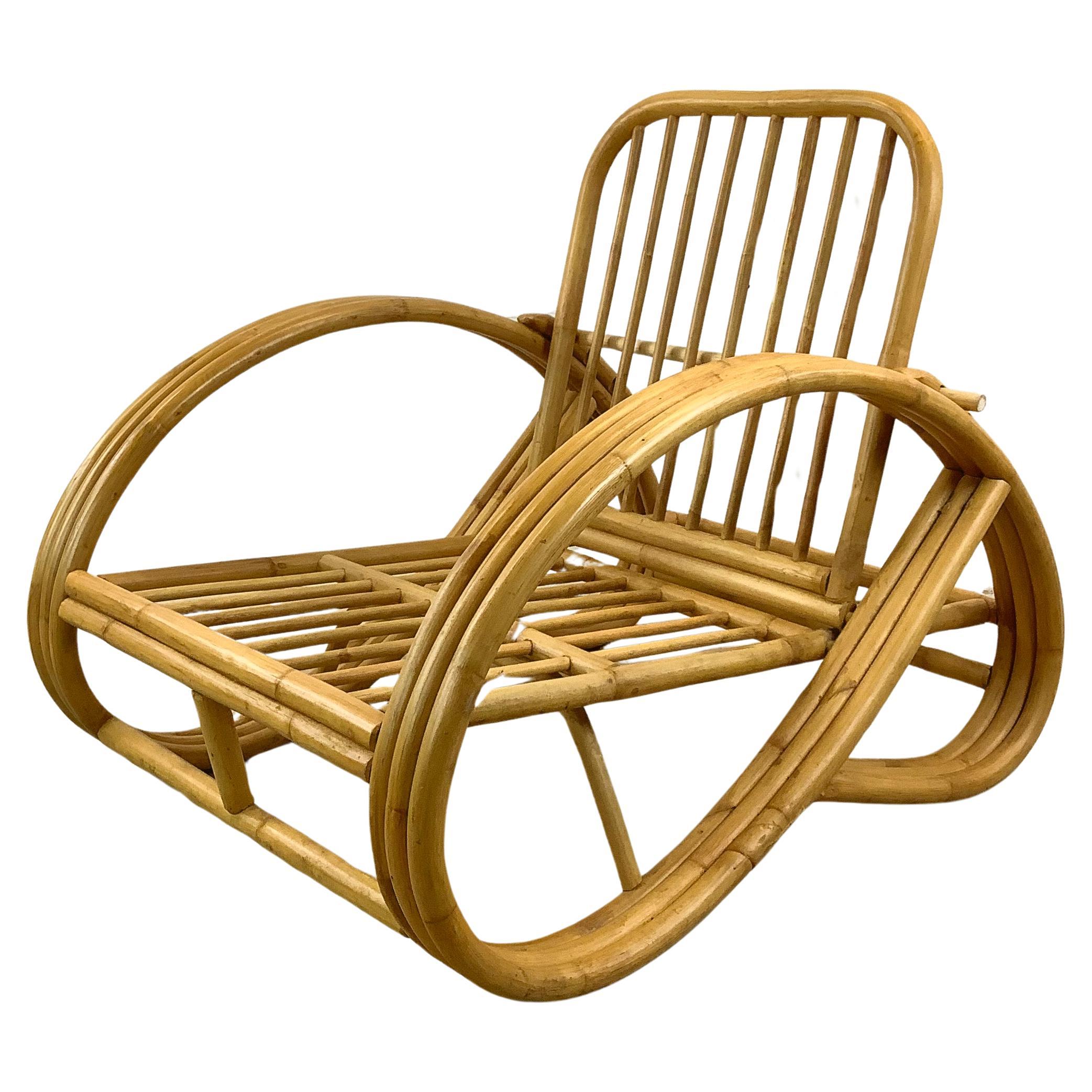 Vintage Modern Reclining  Bamboo Armchair For Sale