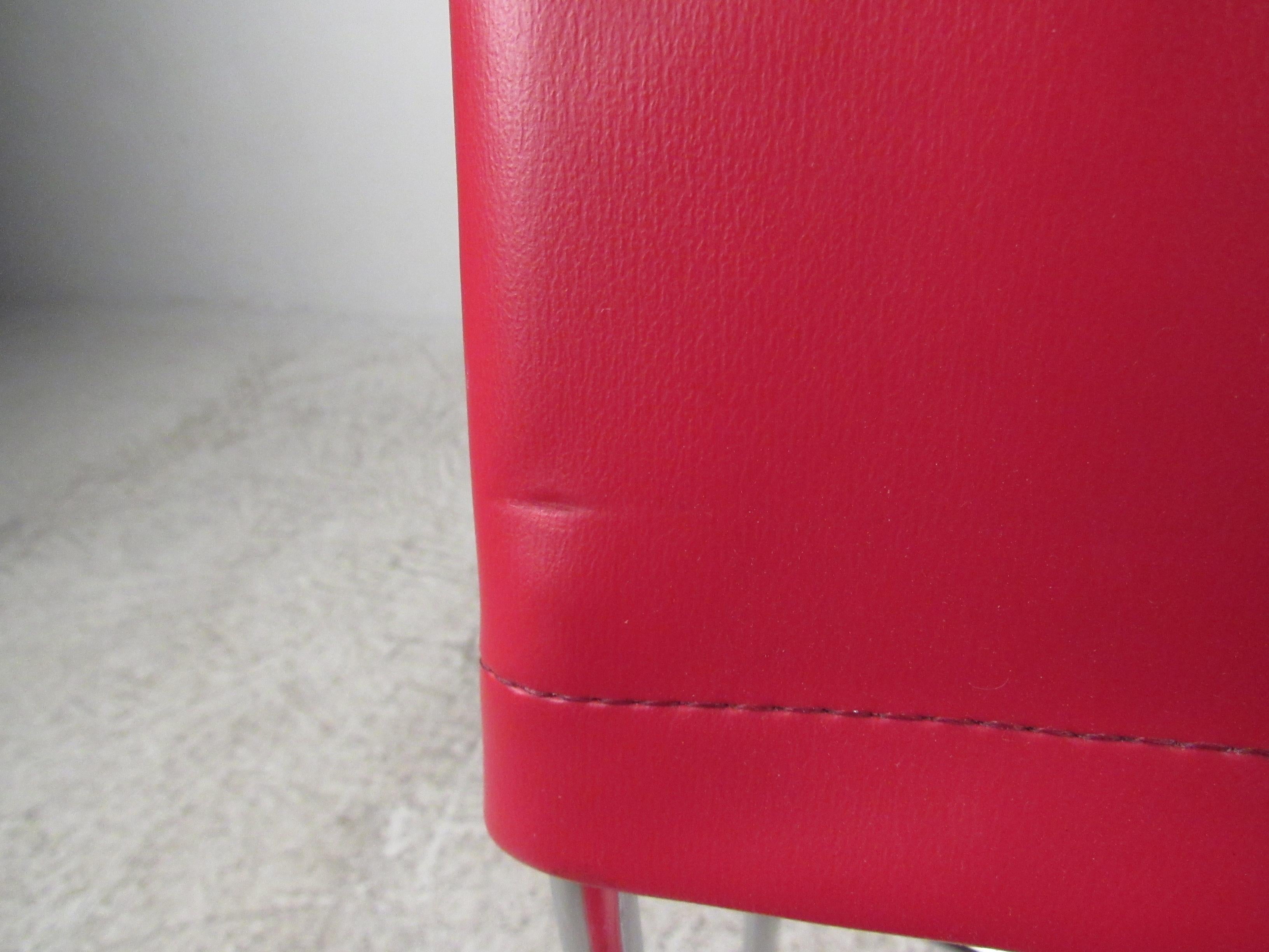 Vintage Modern Red Leather & Chrome Chairs 4