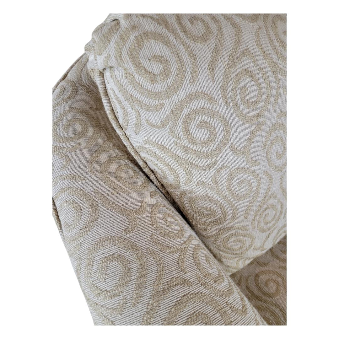 Tissu d'ameublement Vintage Modern Retro Upholstered Scroll Arm Swivel Lounge By  Sam Moore en vente