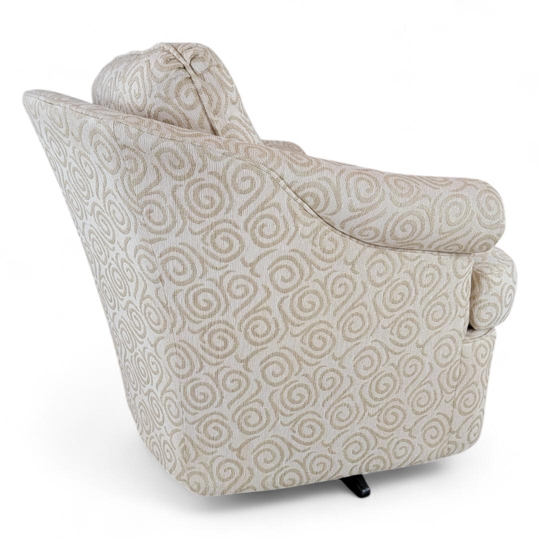 Vintage Modern Retro Upholstered Scroll Arm Swivel Lounge By  Sam Moore en vente 1
