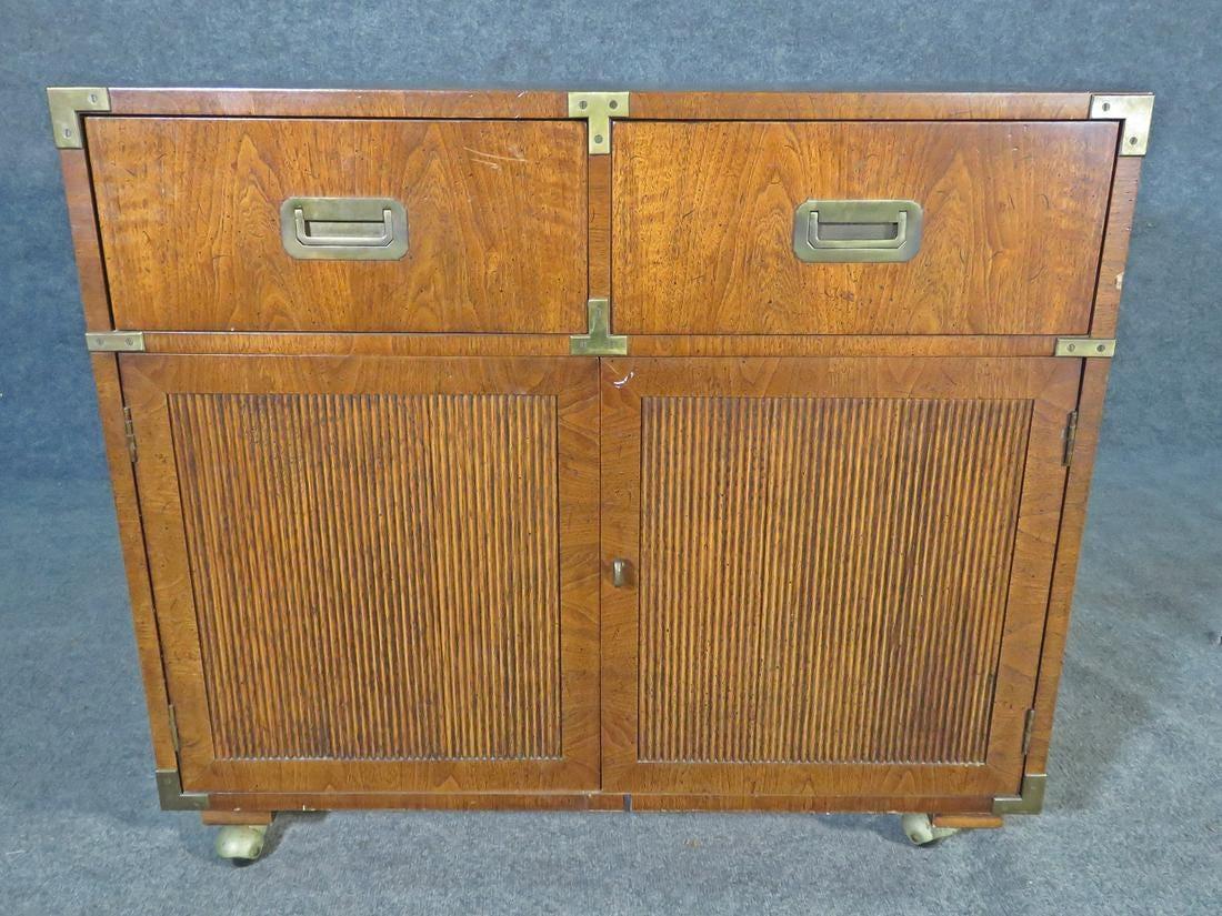 Mid-20th Century Vintage Modern Rolling Campaign Chest by Henredon For Sale