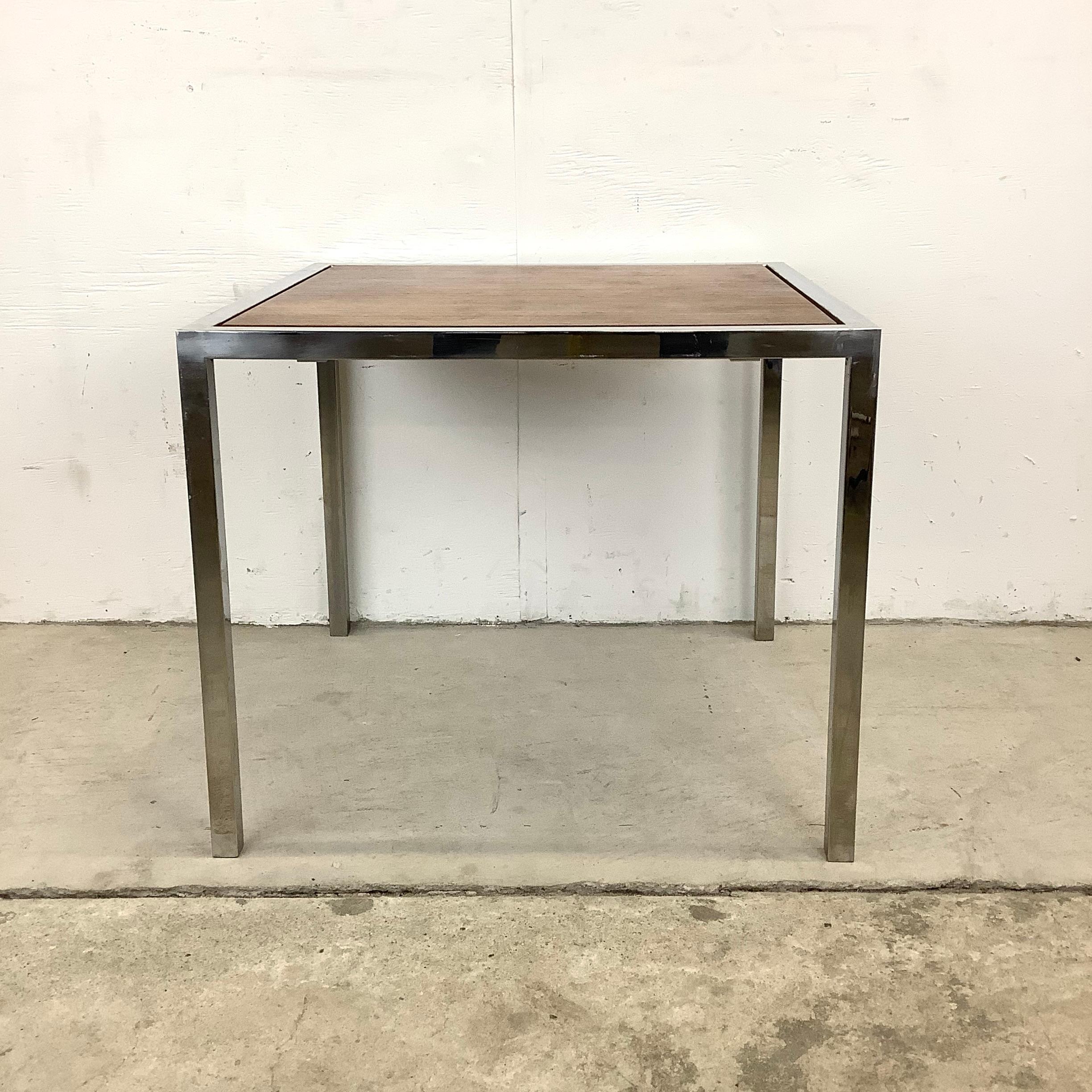 Vintage Modern Rosewood and Chrome End Table For Sale 2