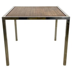 Table d'extrémité moderne vintage en bois de rose et chrome