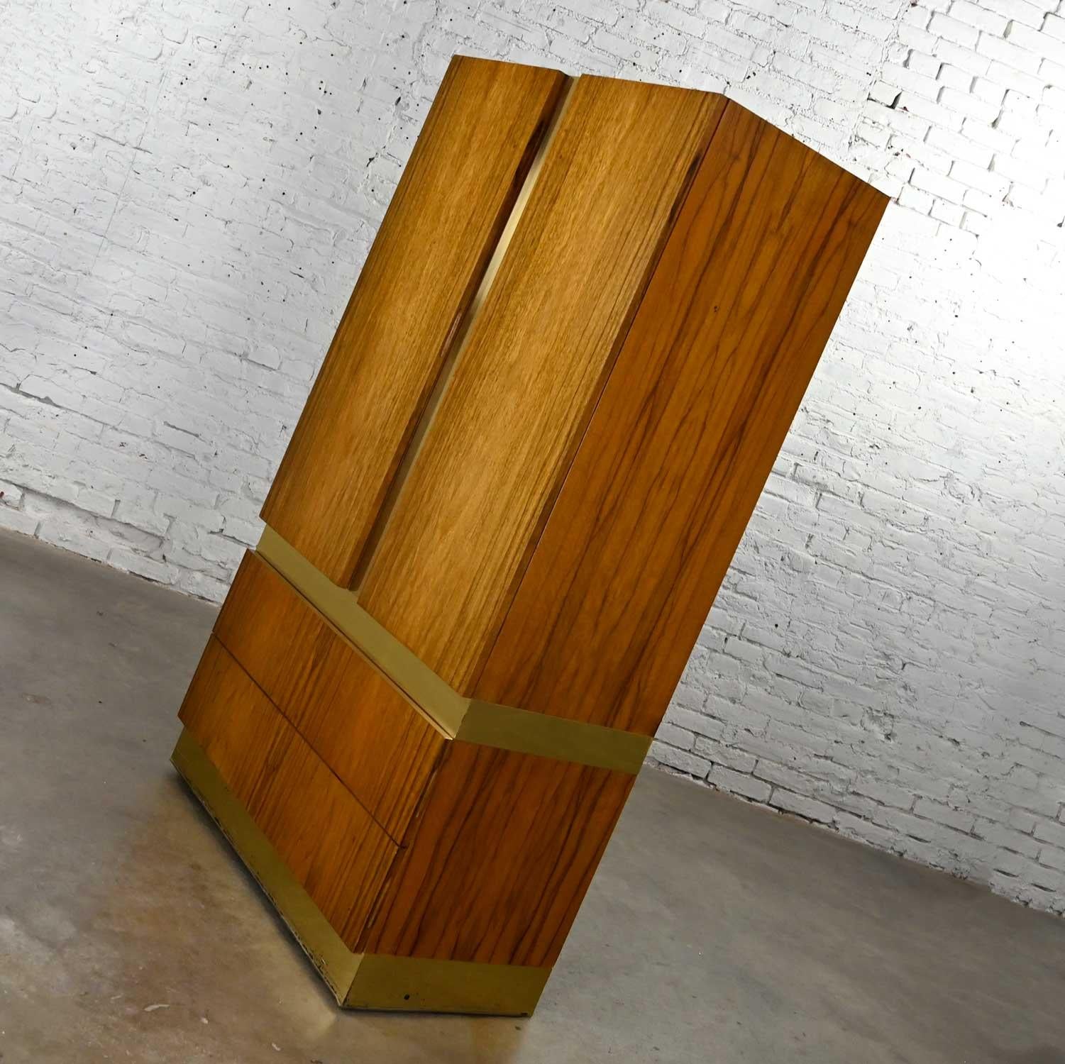 Late 20th Century Vintage Modern Rosewood & Brass Plate Wardrobe Milo Baughman for Thayer Coggin For Sale