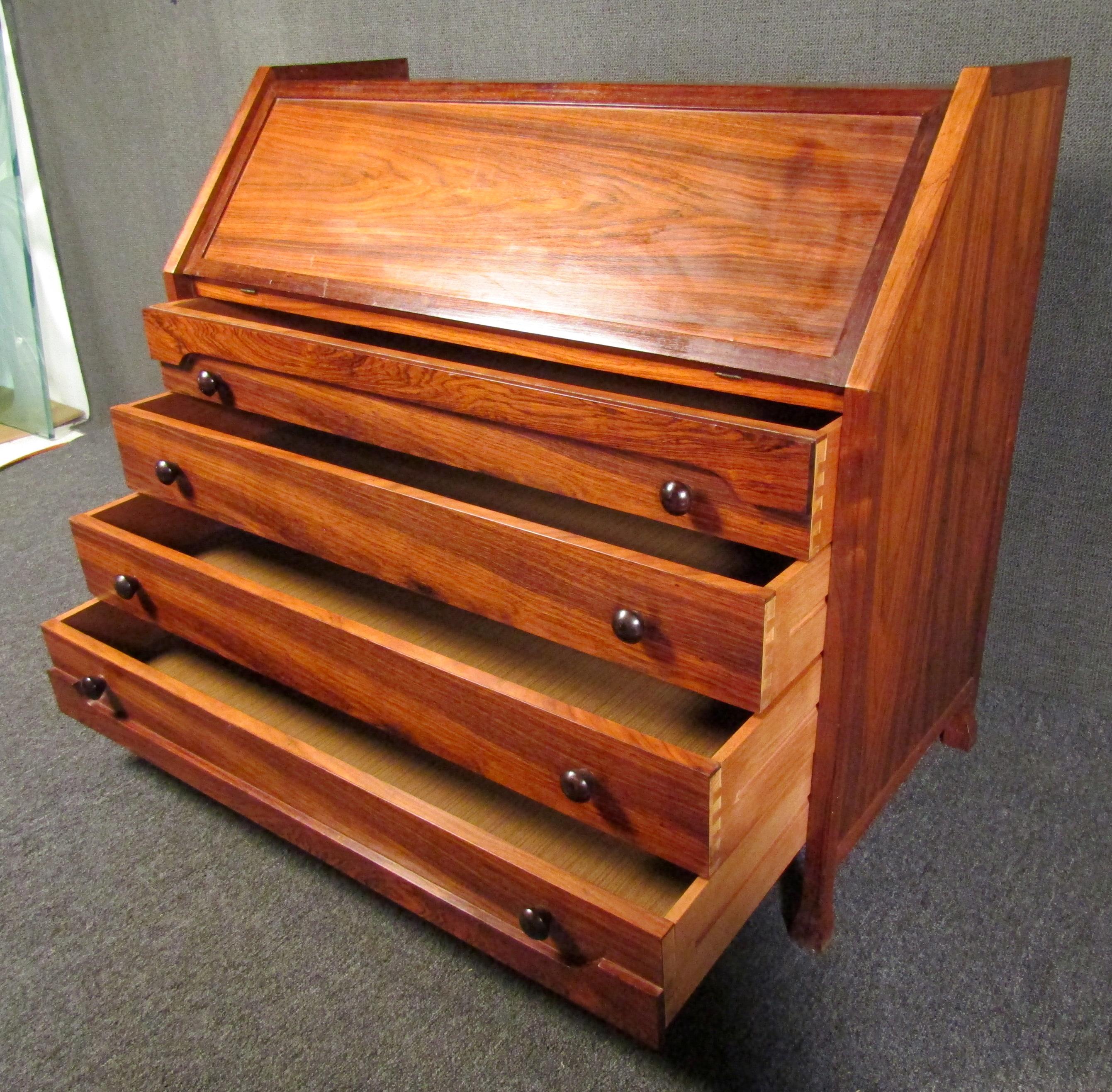 Mid-20th Century Vintage Modern Rosewood Dresser with Desk Top For Sale