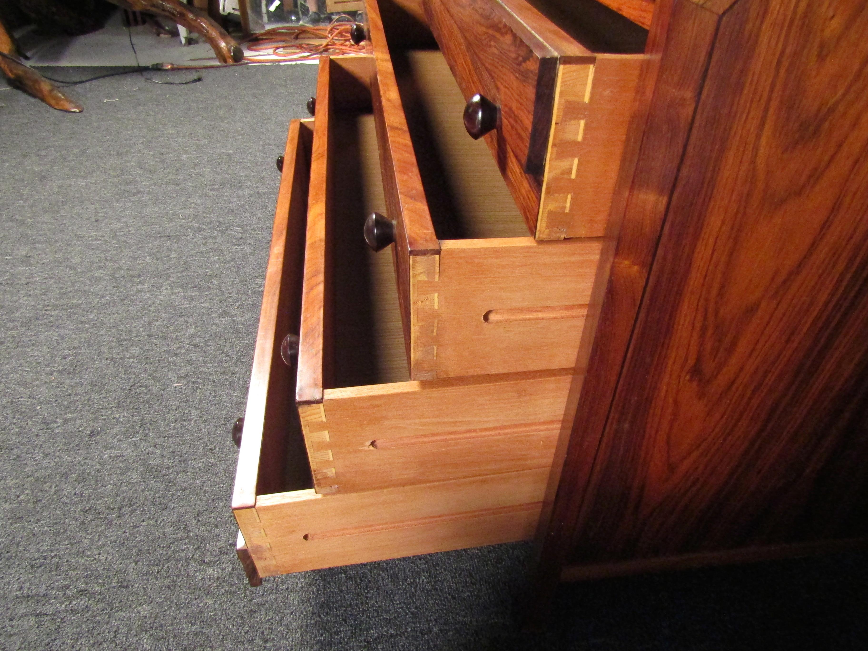 Vintage Modern Rosewood Dresser with Desk Top For Sale 1