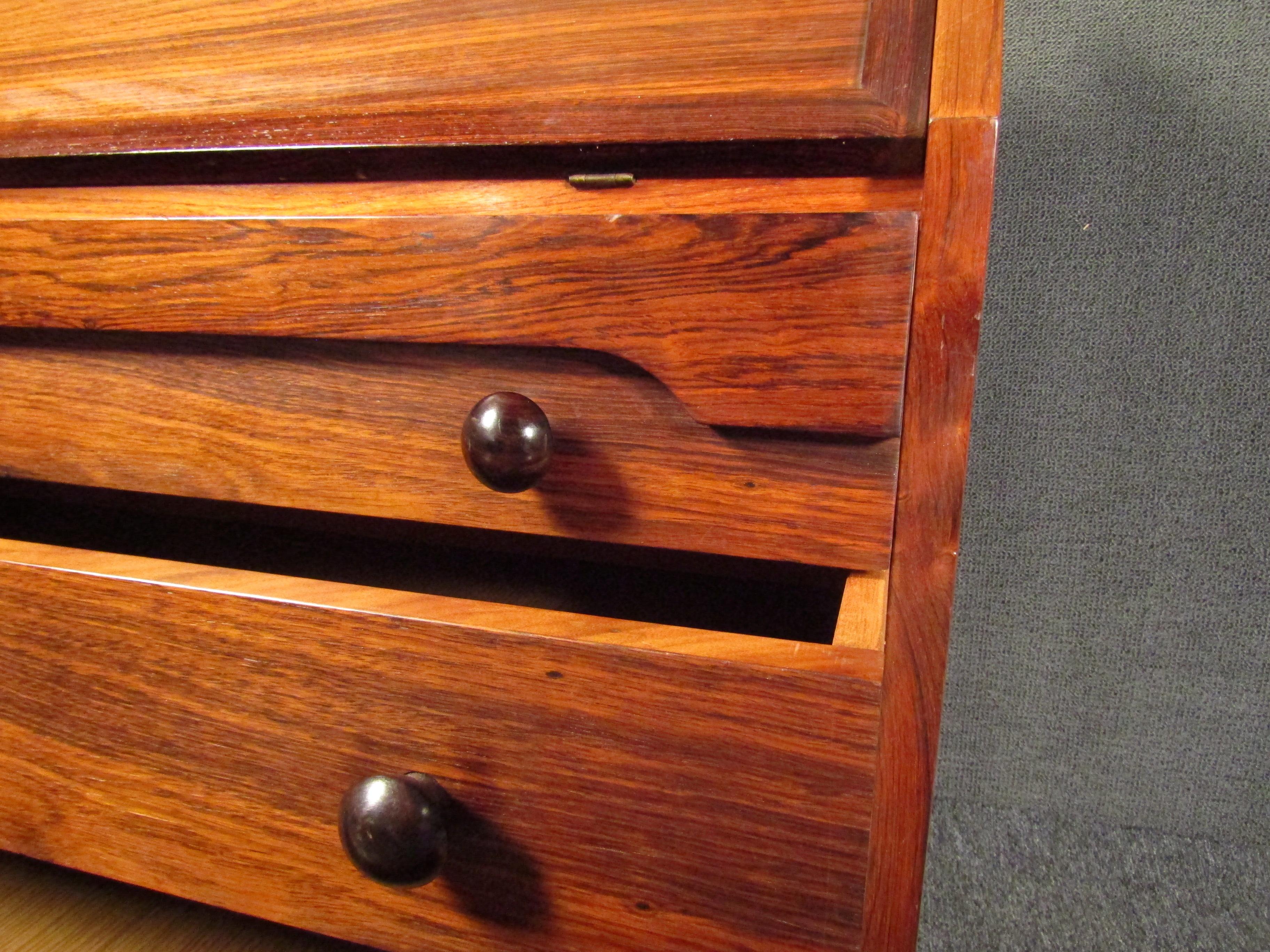 Vintage Modern Rosewood Dresser with Desk Top For Sale 2