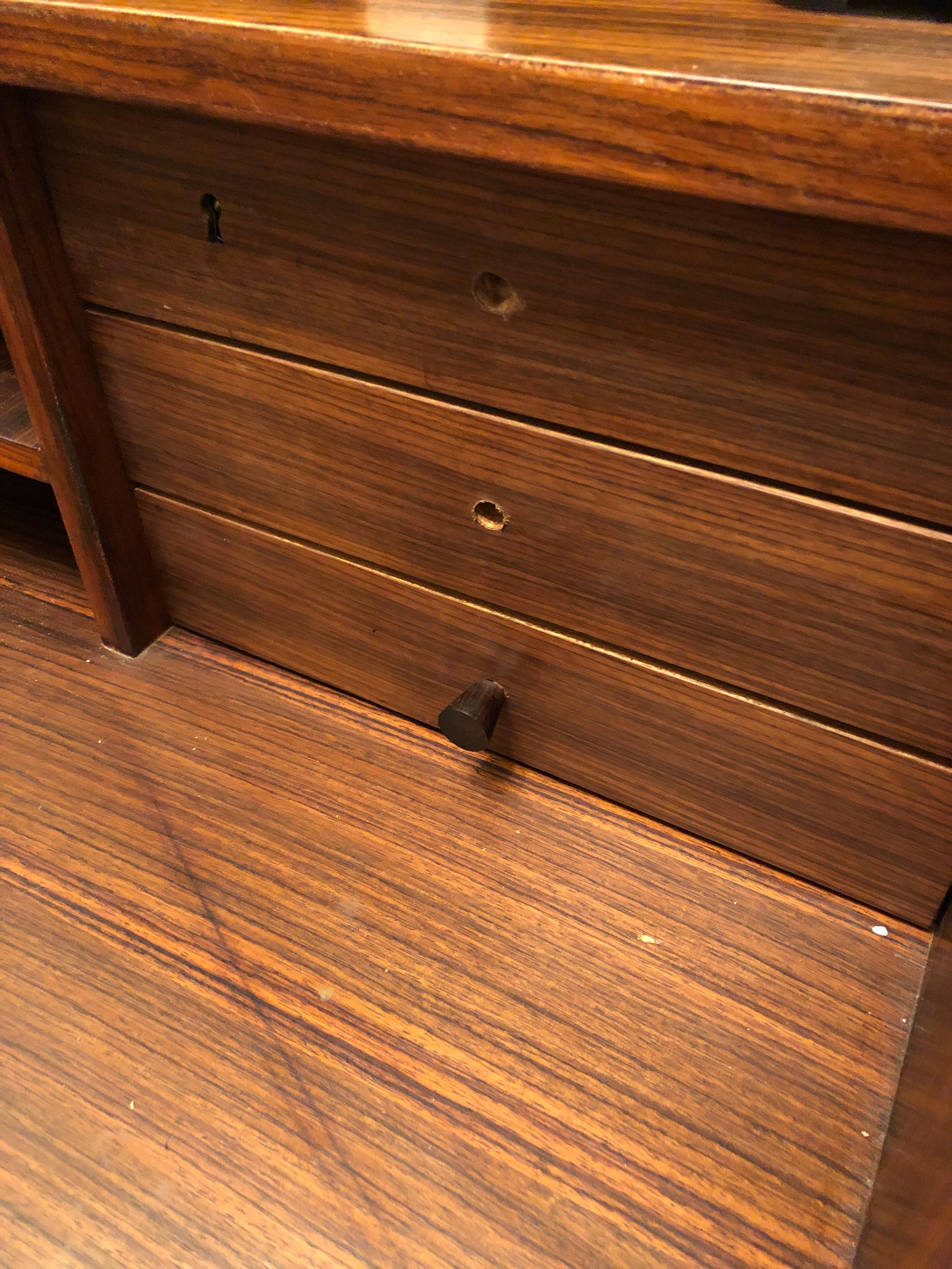 Vintage Modern Rosewood Dresser with Desk Top For Sale 7