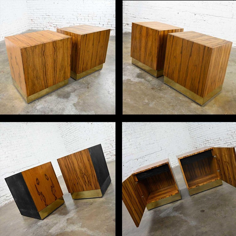 Vintage Modern Rosewood Pair Cube Nightstands by Milo Baughman for Thayer Coggin For Sale at 1stDibs
