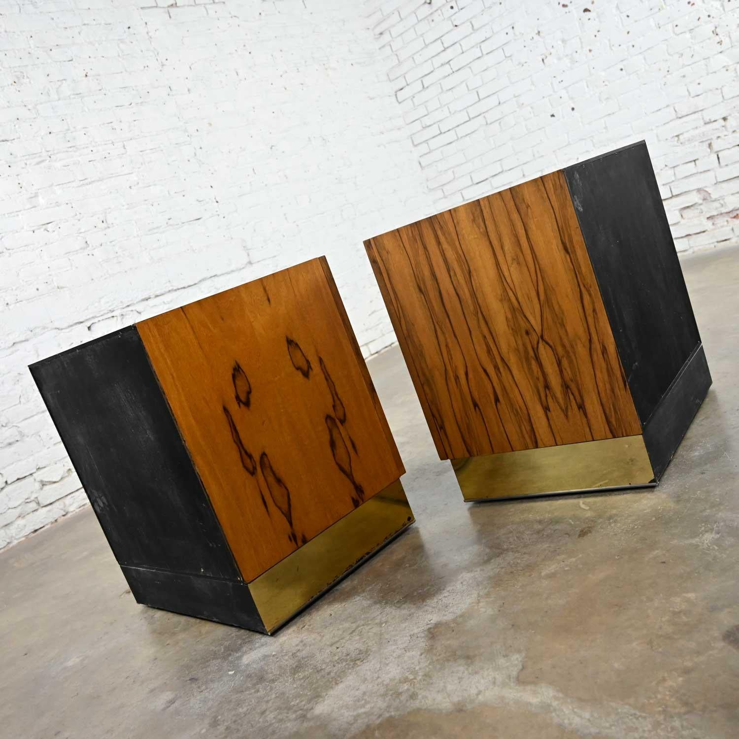 Vintage Modern Rosewood Pair Cube Nightstands by Milo Baughman for Thayer Coggin For Sale 8