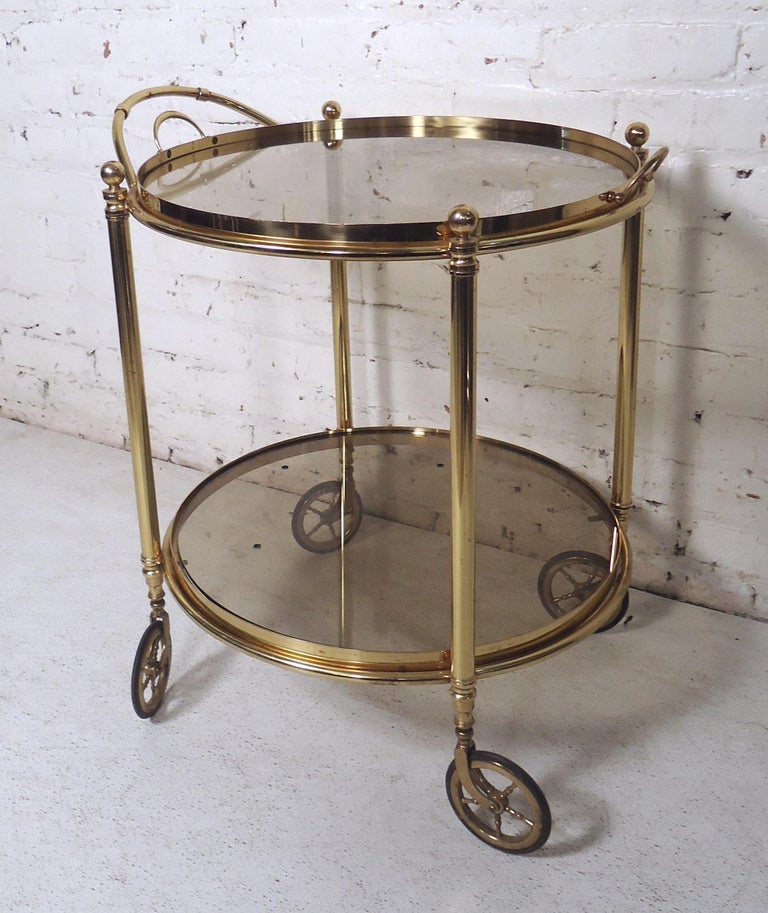 Vintage Modern Round Bar Cart For Sale at 1stDibs