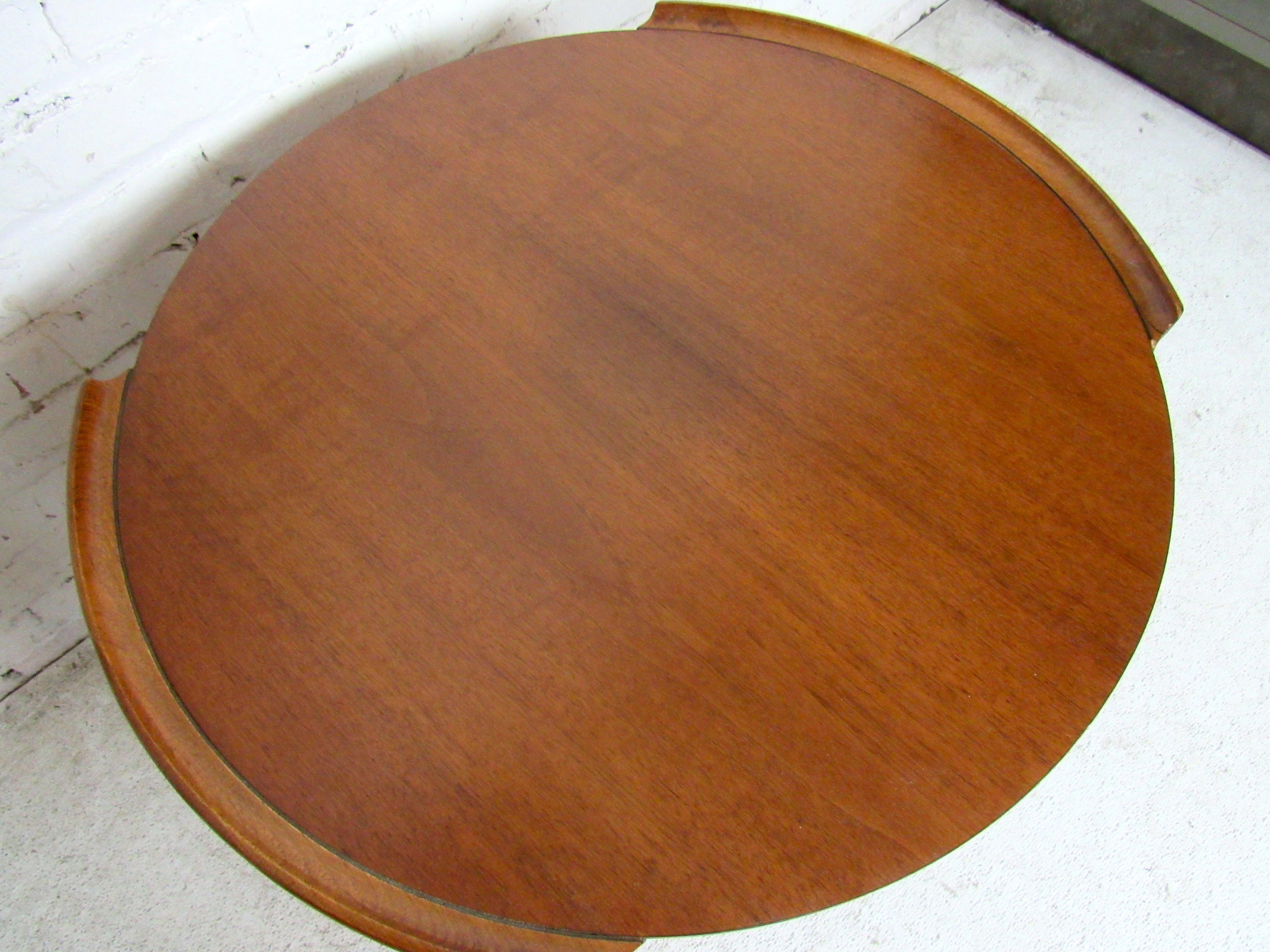 Walnut Vintage Modern Round Side Table by Lane