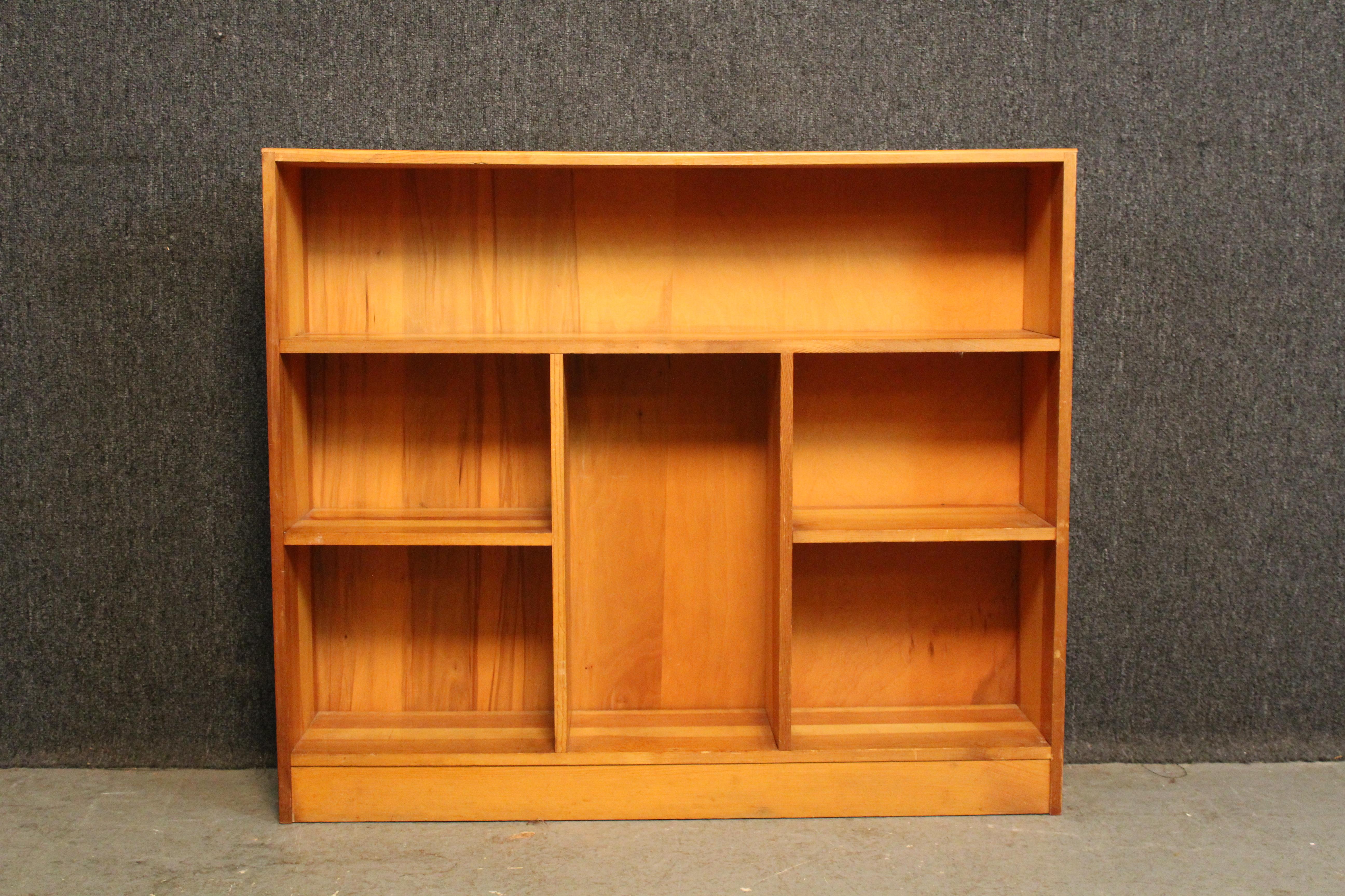 Mid-Century Modern Vintage Modern Rustic Solid Pine Bookshelf