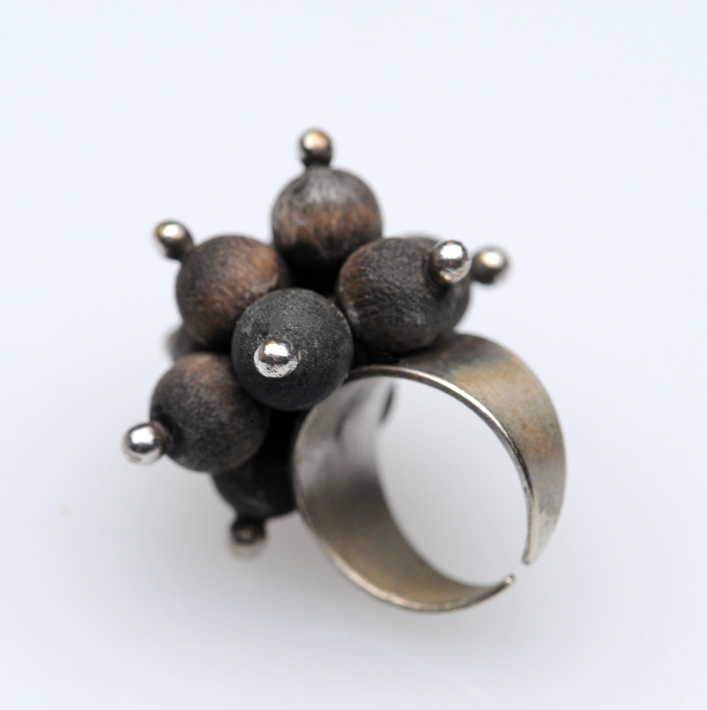 Late 20th Century Vintage Modern Scandinavian Finland Aarikka Wood Sculpture Ring